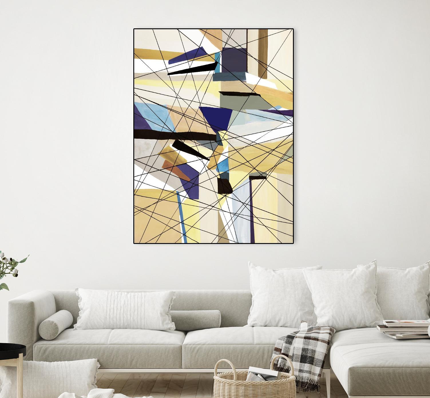 Navigation by Lori Dubois on GIANT ART - beige linear angled black lines