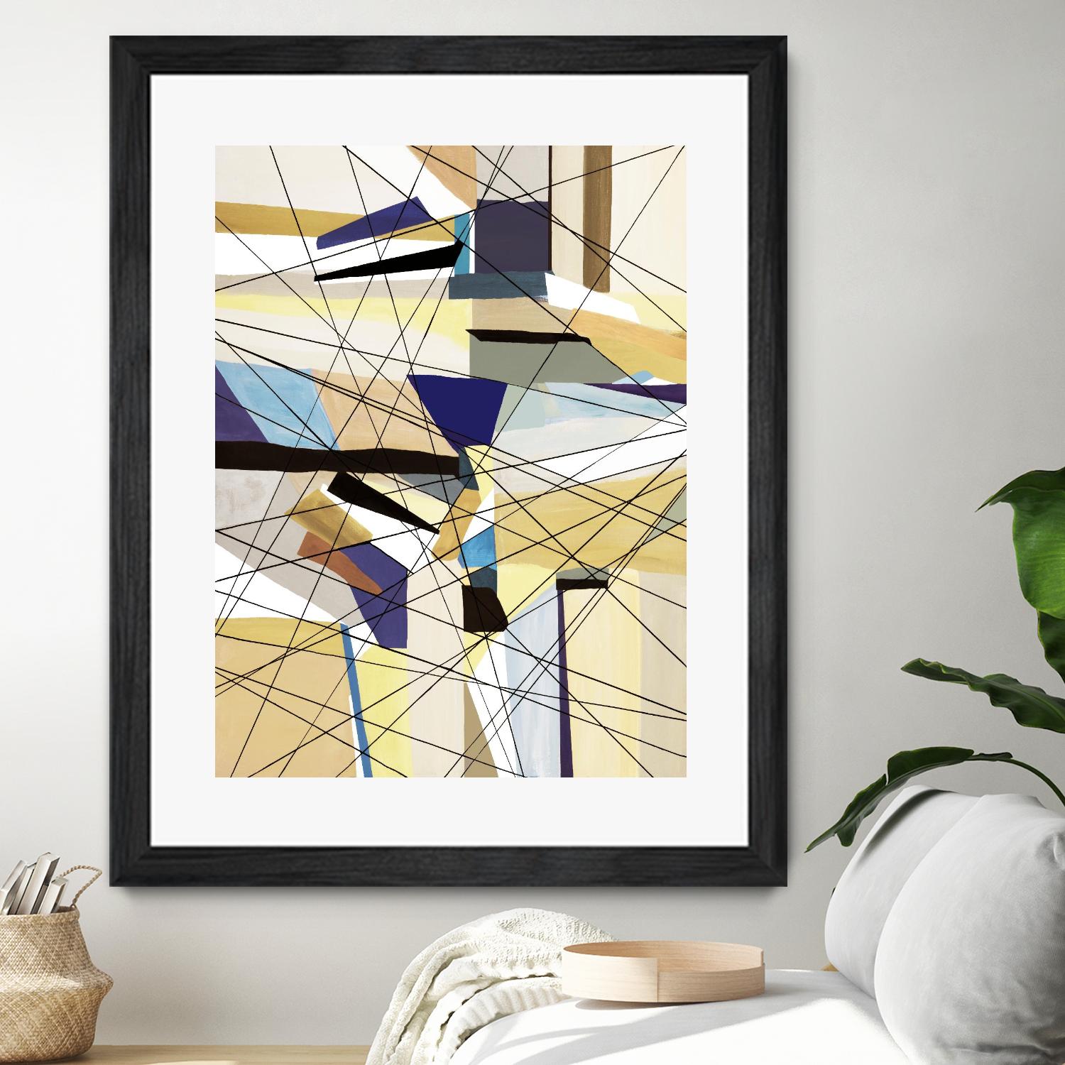Navigation by Lori Dubois on GIANT ART - beige linear angled black lines
