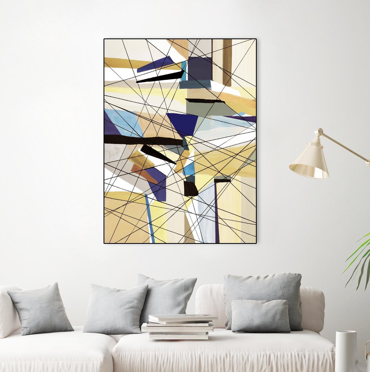 Navigation by Lori Dubois on GIANT ART - beige linear angled black lines