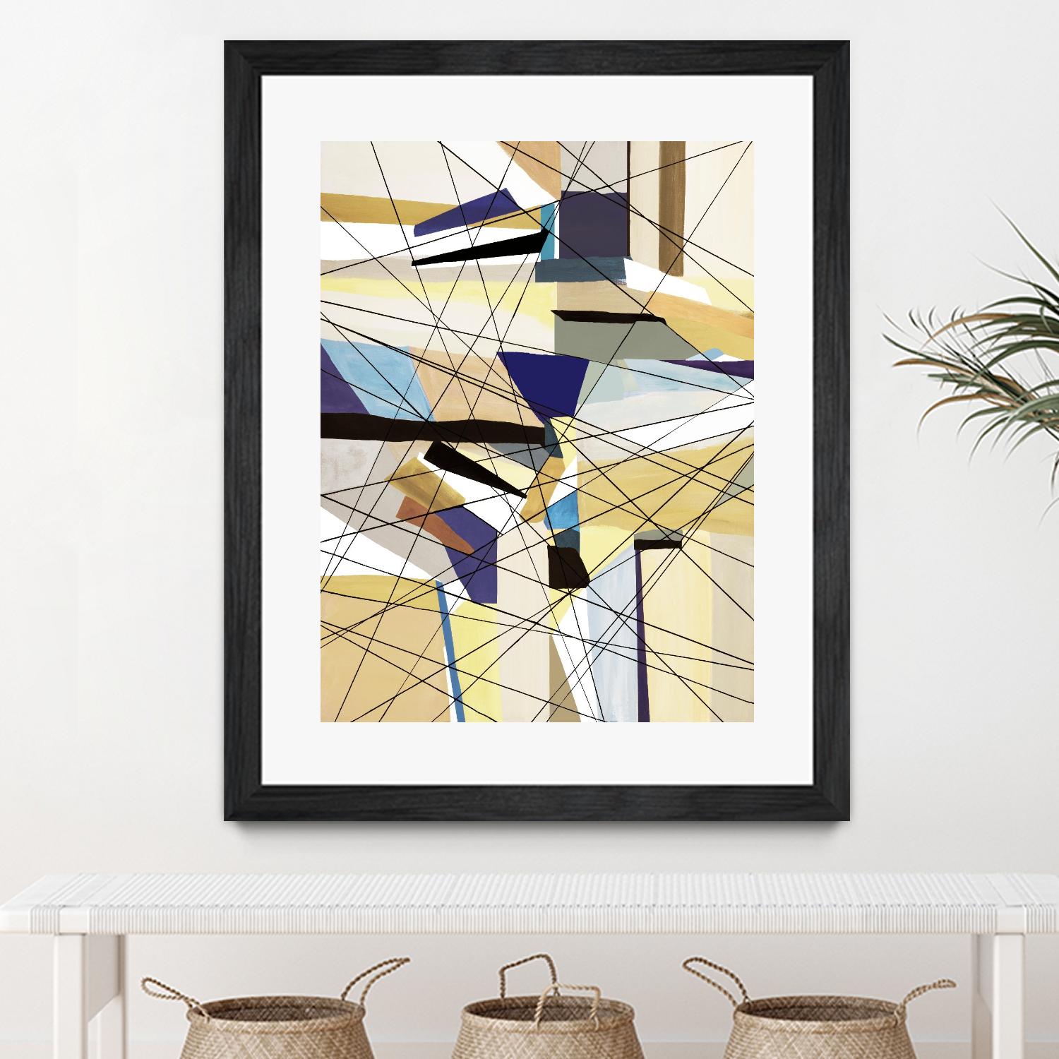 Navigation by Lori Dubois on GIANT ART - beige linear angled black lines
