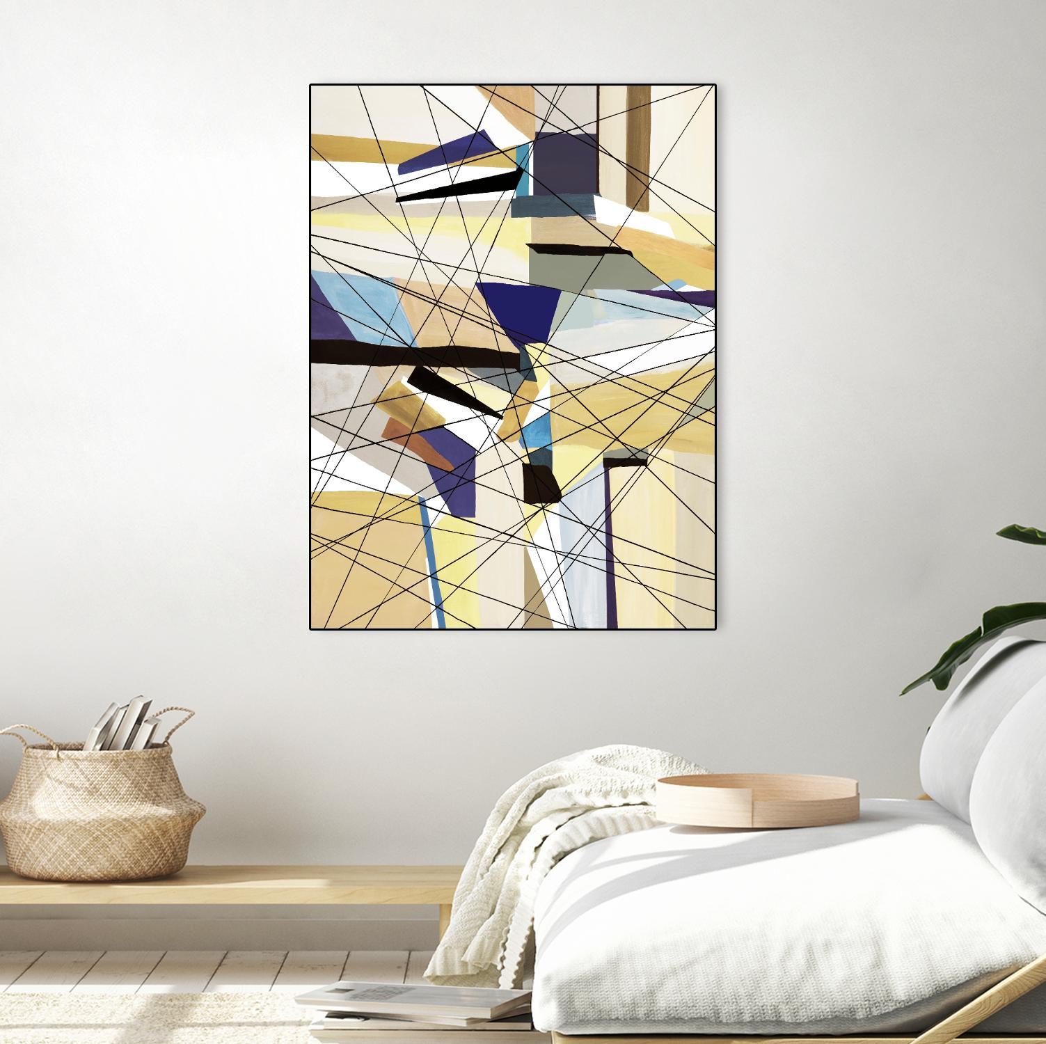 Navigation by Lori Dubois on GIANT ART - beige linear angled black lines