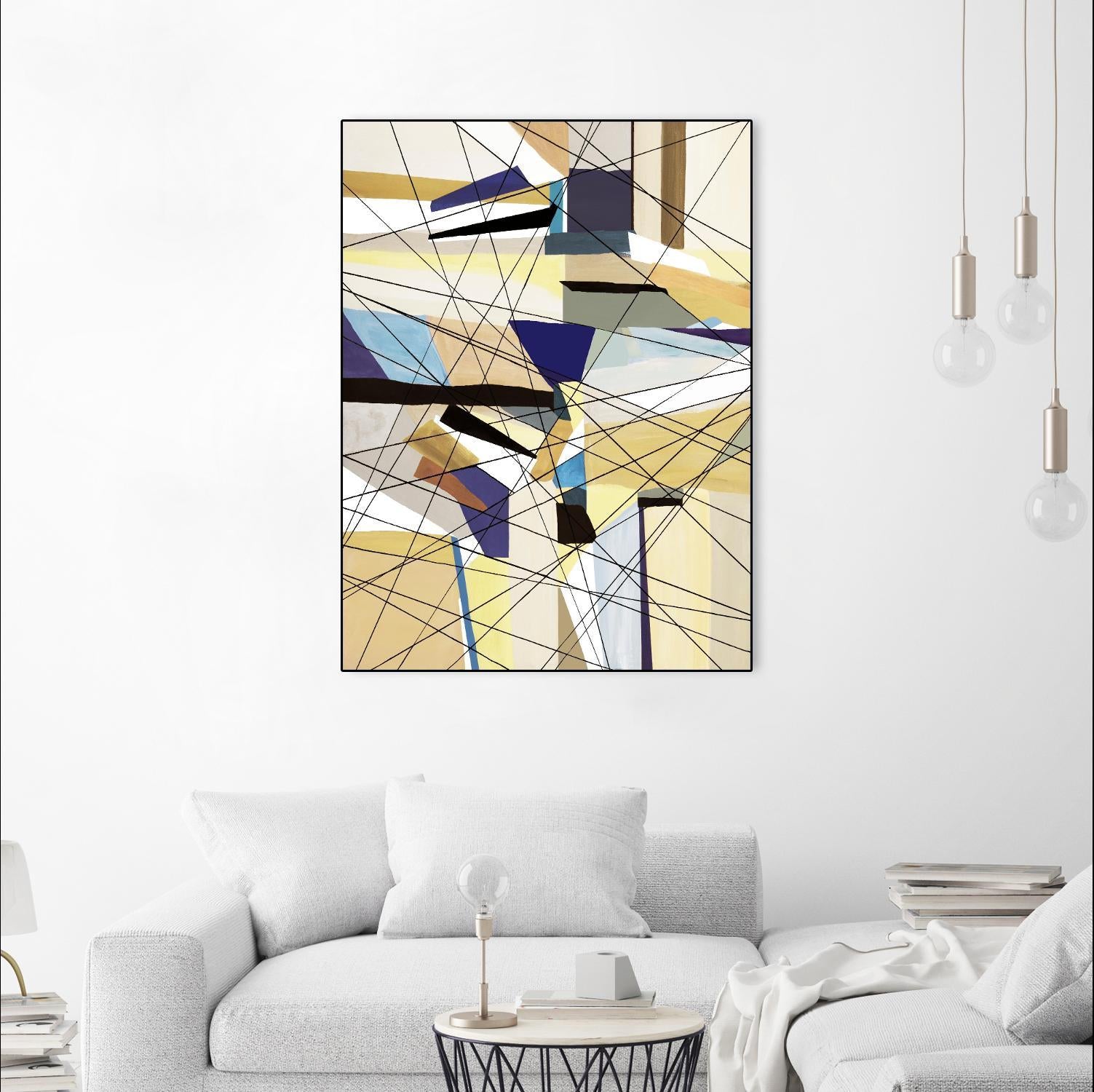 Navigation by Lori Dubois on GIANT ART - beige linear angled black lines