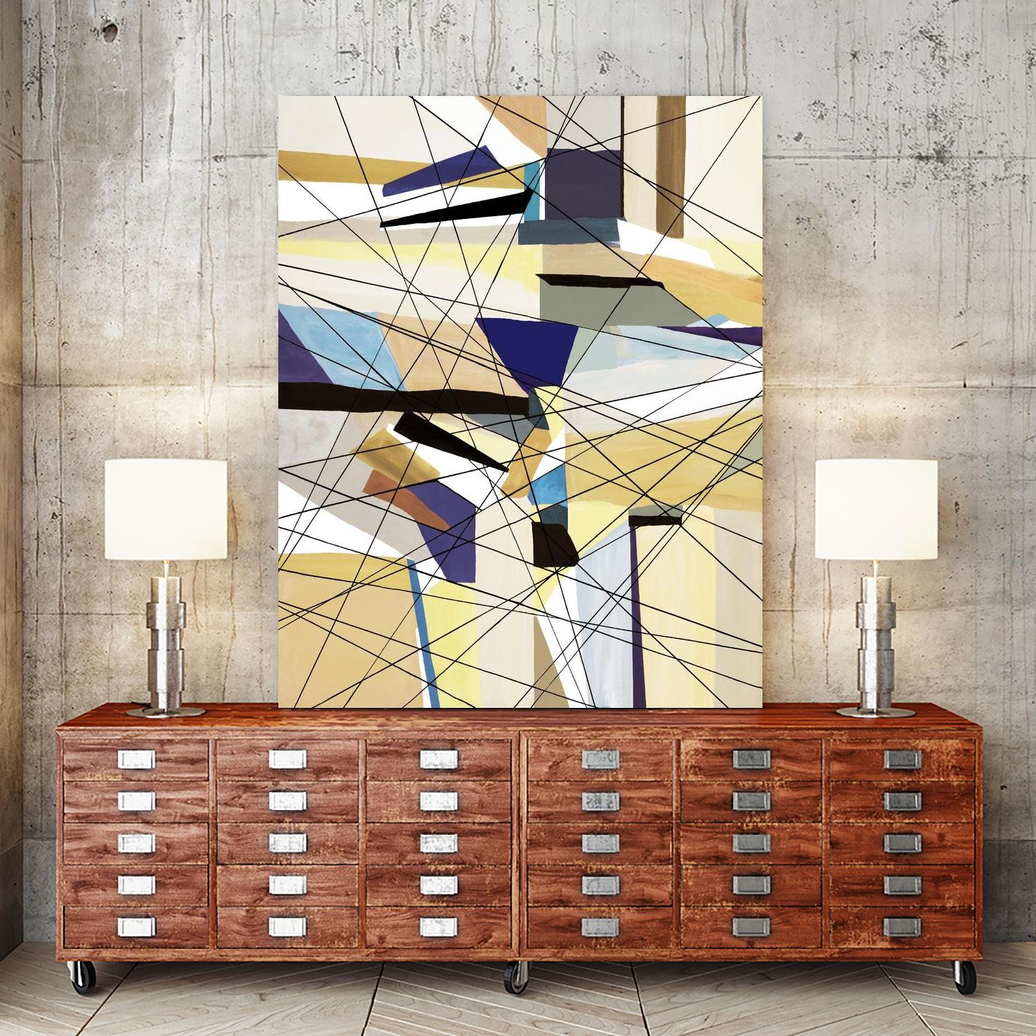 Navigation by Lori Dubois on GIANT ART - beige linear angled black lines