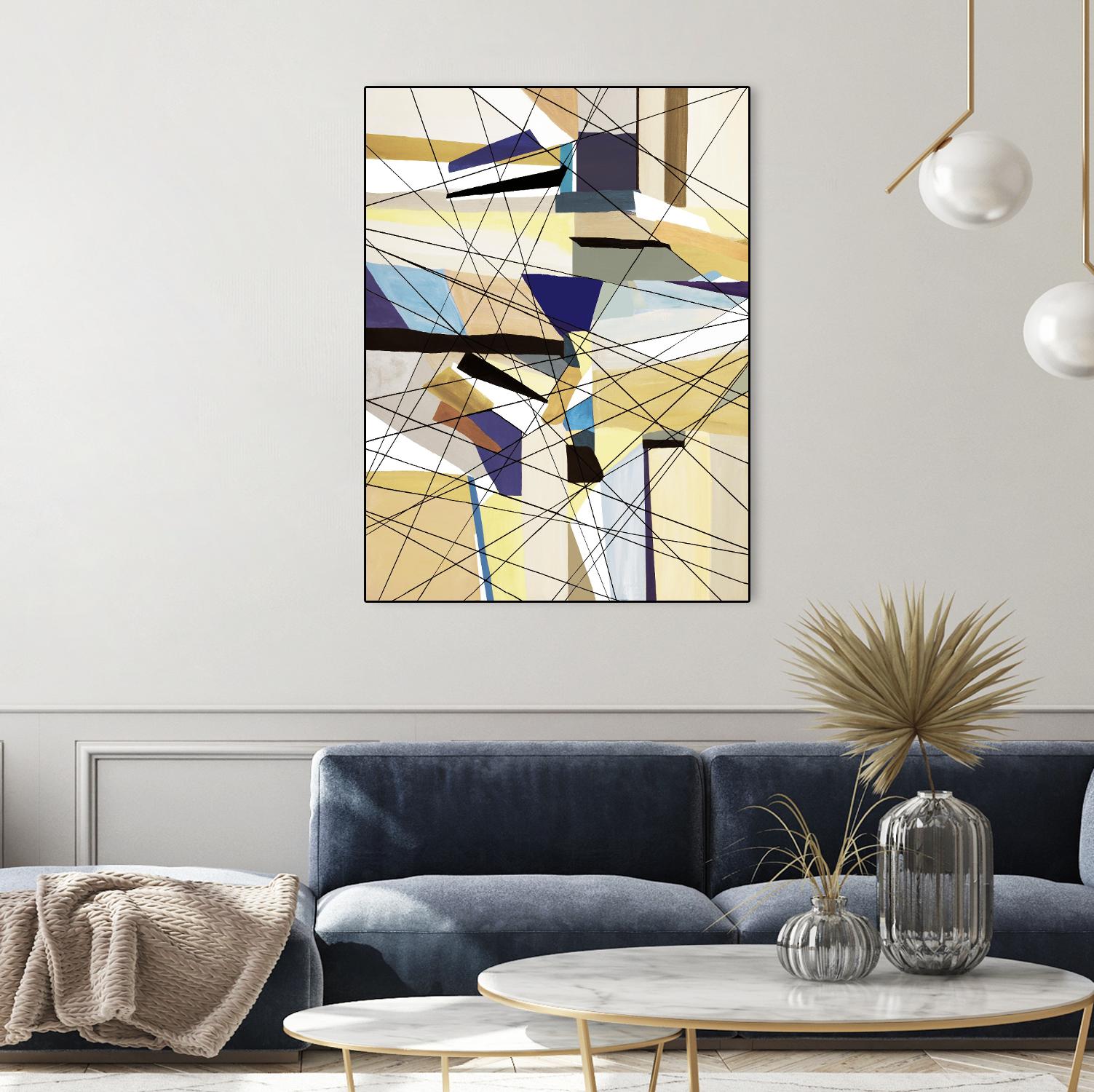 Navigation by Lori Dubois on GIANT ART - beige linear angled black lines