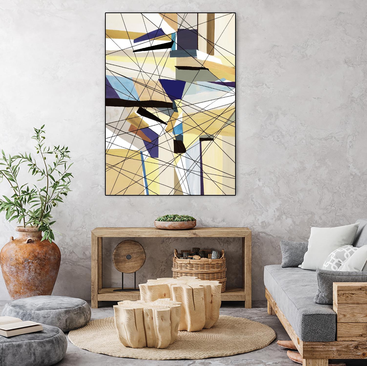 Navigation by Lori Dubois on GIANT ART - beige linear angled black lines