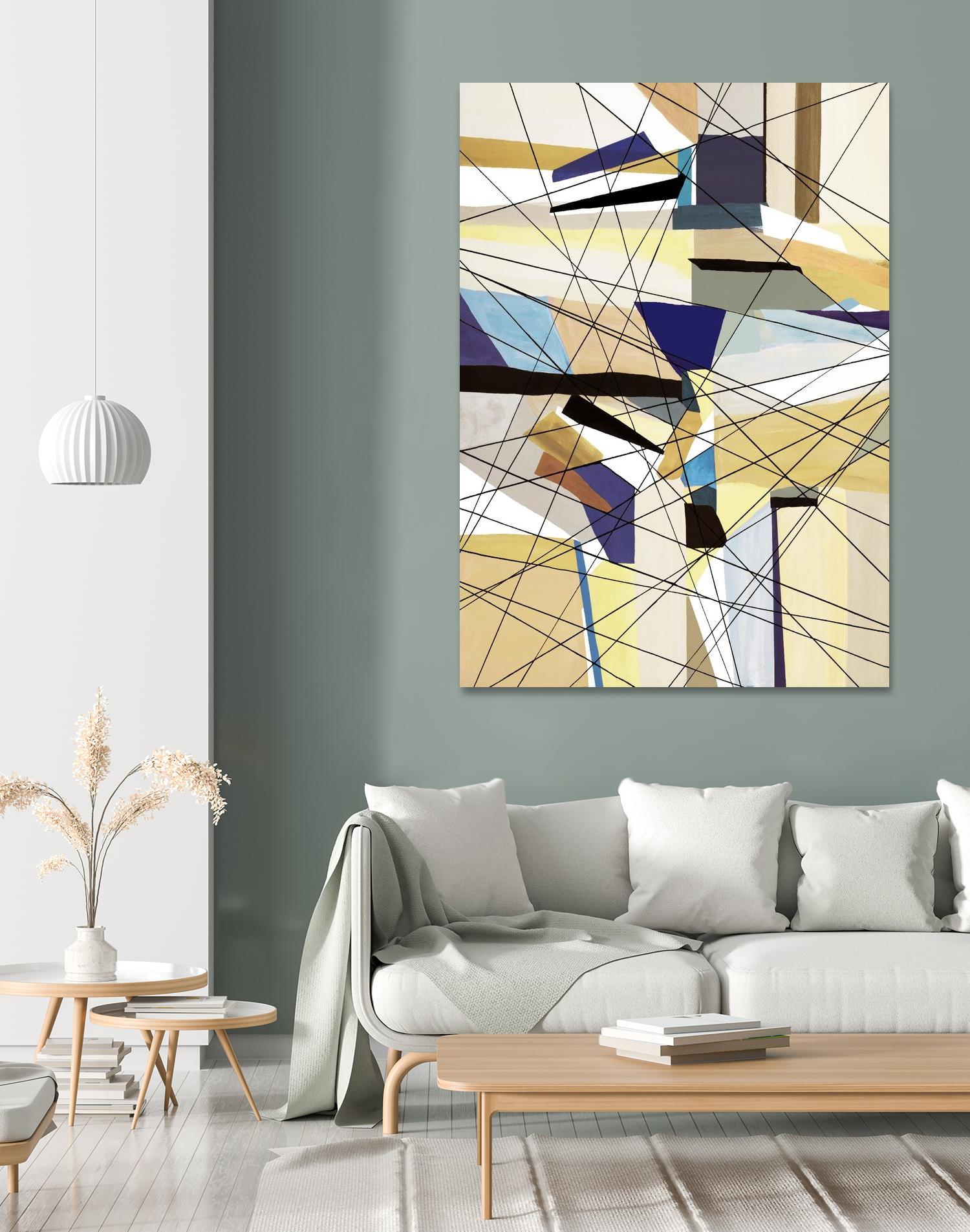 Navigation by Lori Dubois on GIANT ART - beige linear angled black lines