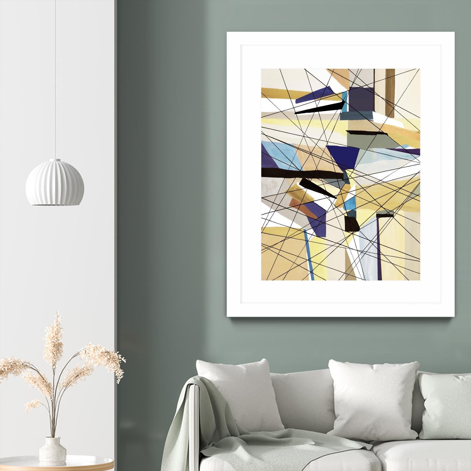 Navigation by Lori Dubois on GIANT ART - beige linear angled black lines