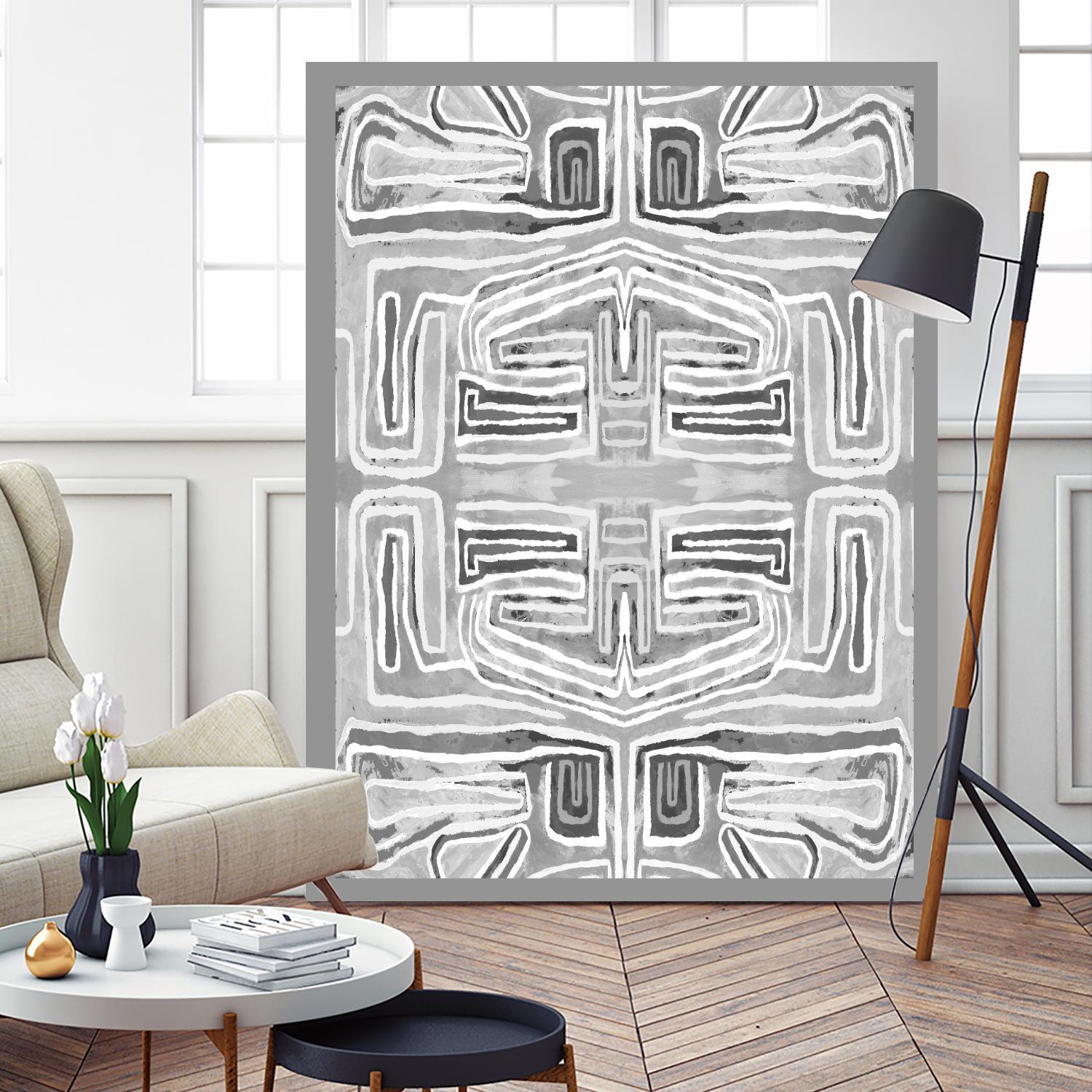 Dynasty-III by Lori Dubois on GIANT ART - white patterns gray border