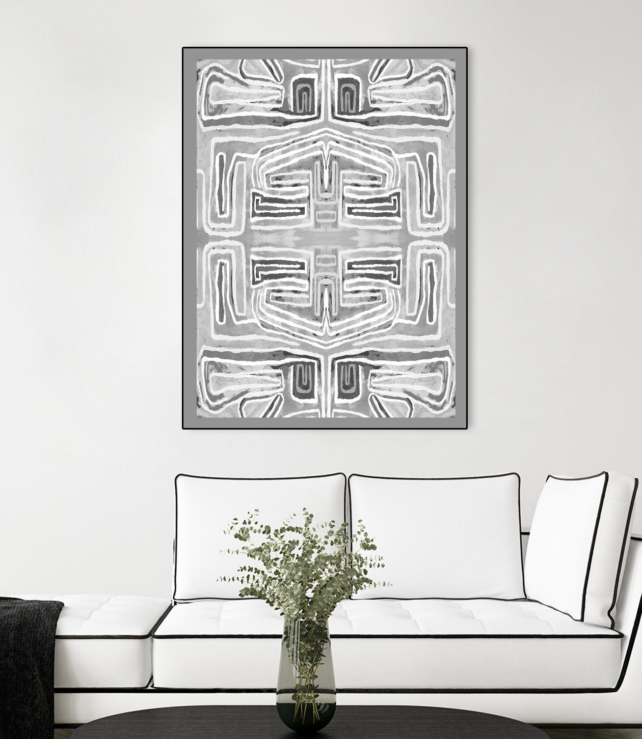 Dynasty-III by Lori Dubois on GIANT ART - white patterns gray border