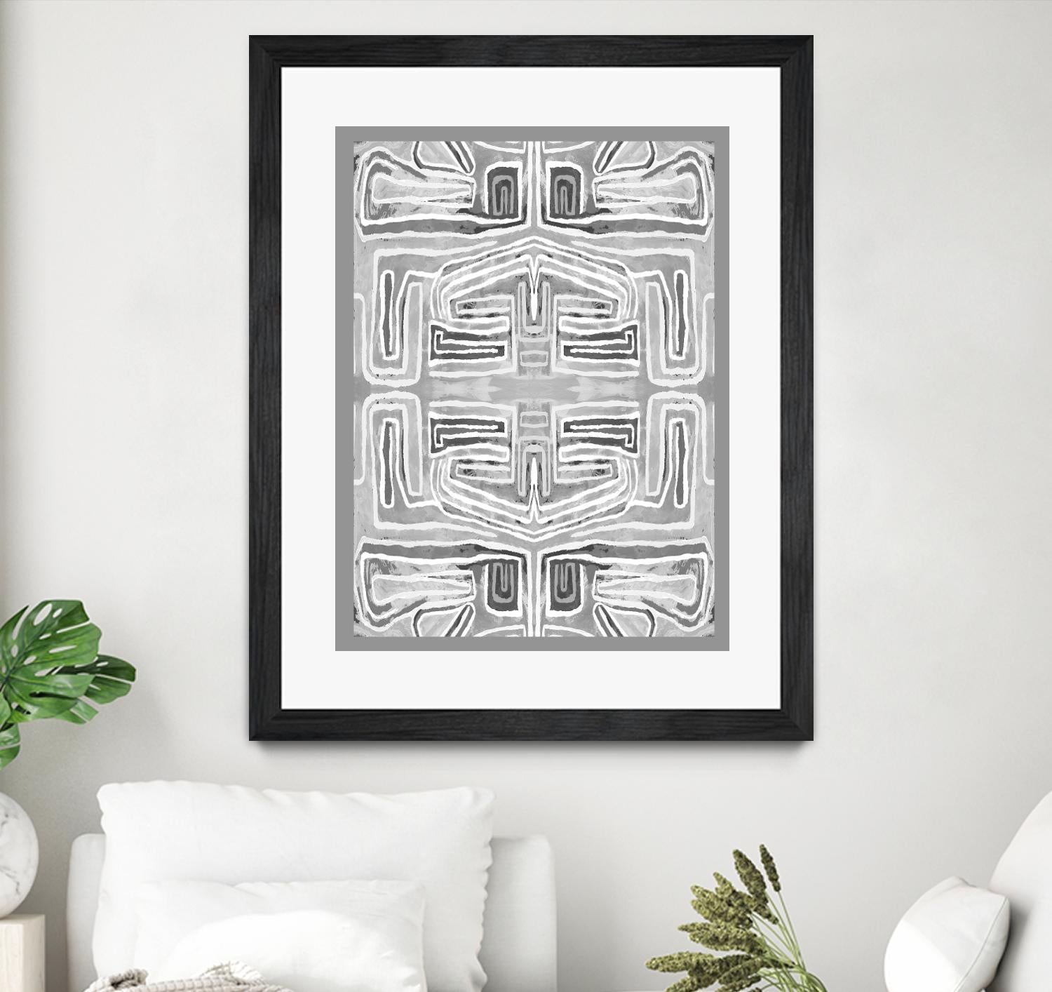 Dynasty-III by Lori Dubois on GIANT ART - white patterns gray border