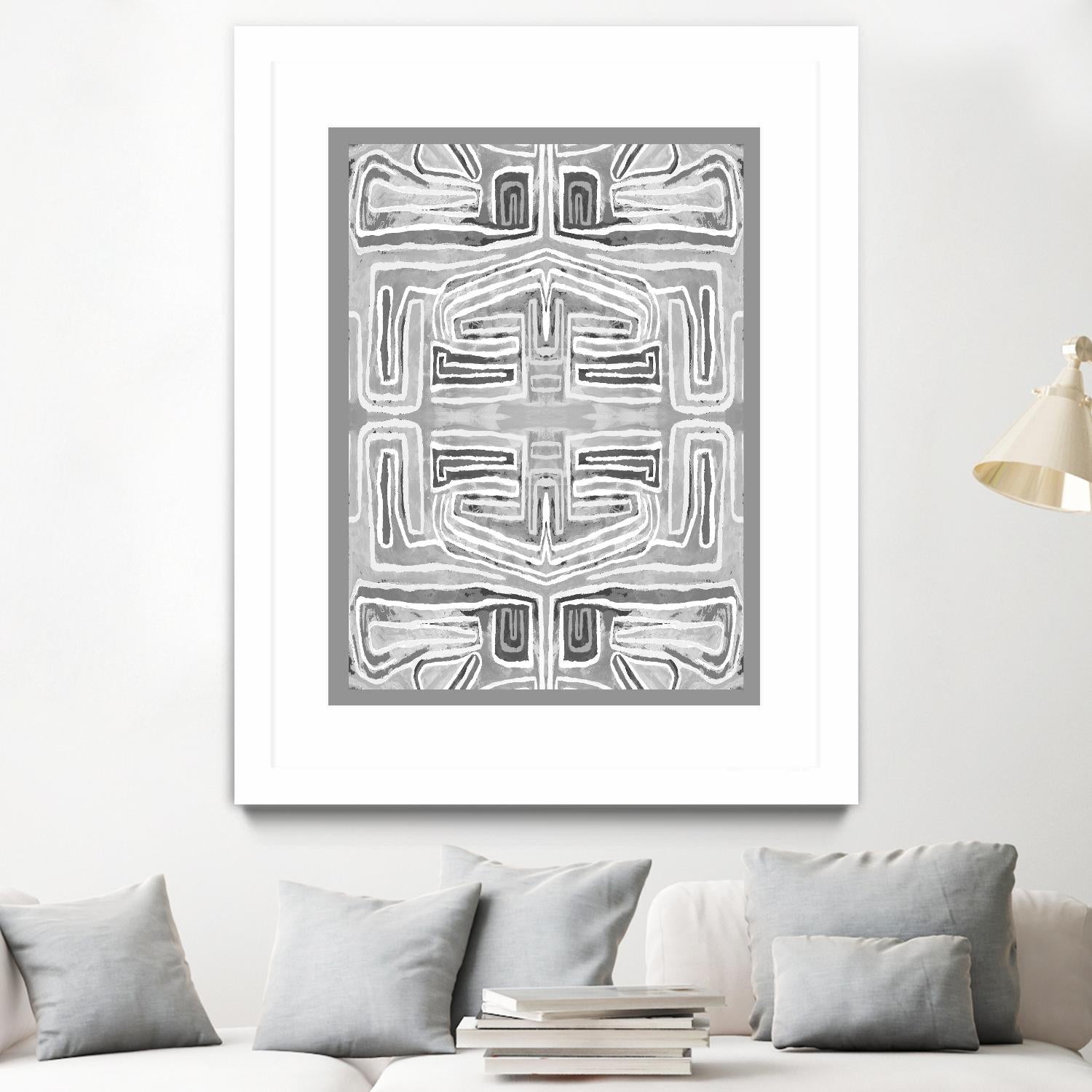 Dynasty-III by Lori Dubois on GIANT ART - white patterns gray border