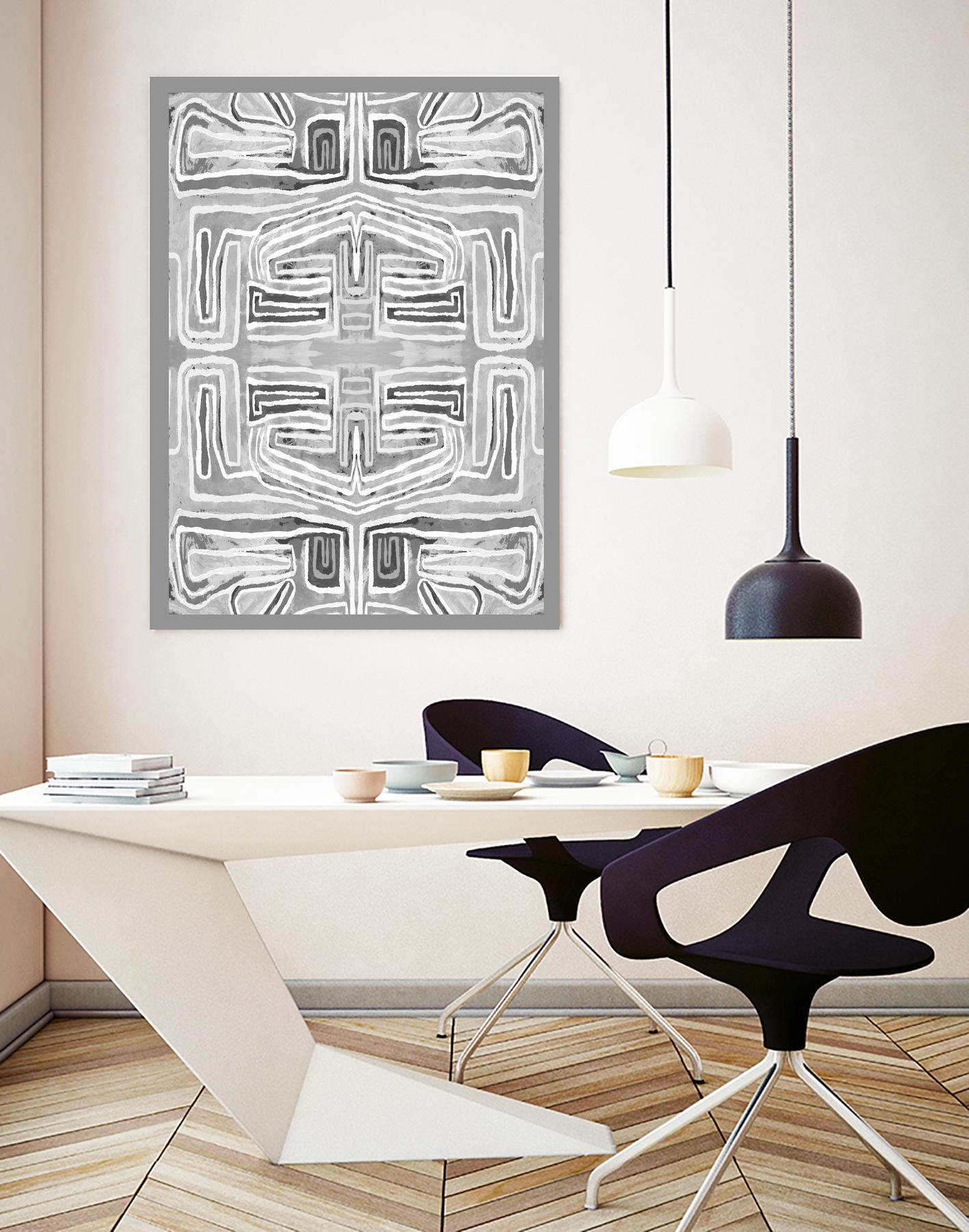Dynasty-III by Lori Dubois on GIANT ART - white patterns gray border