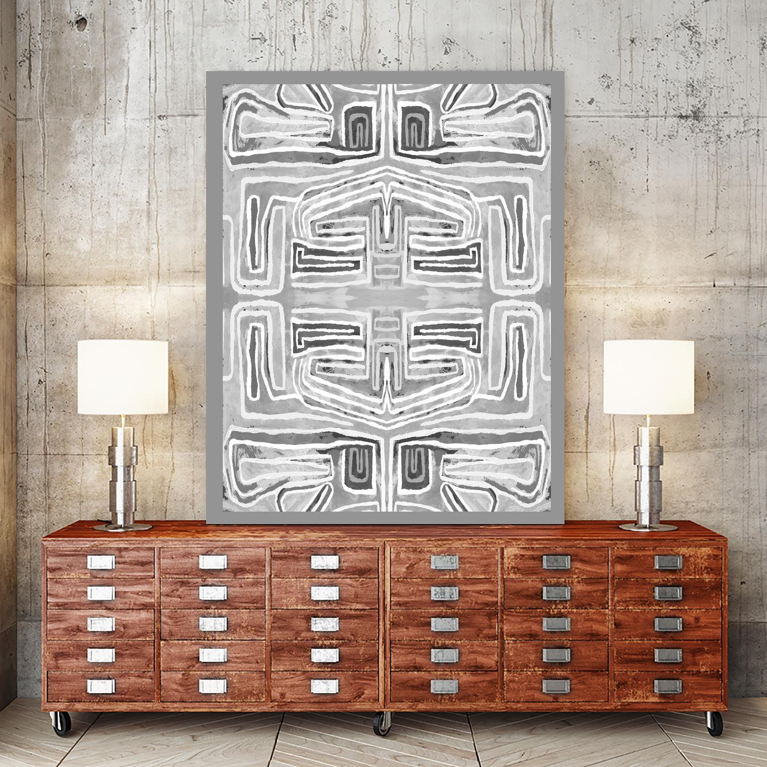 Dynasty-III by Lori Dubois on GIANT ART - white patterns gray border
