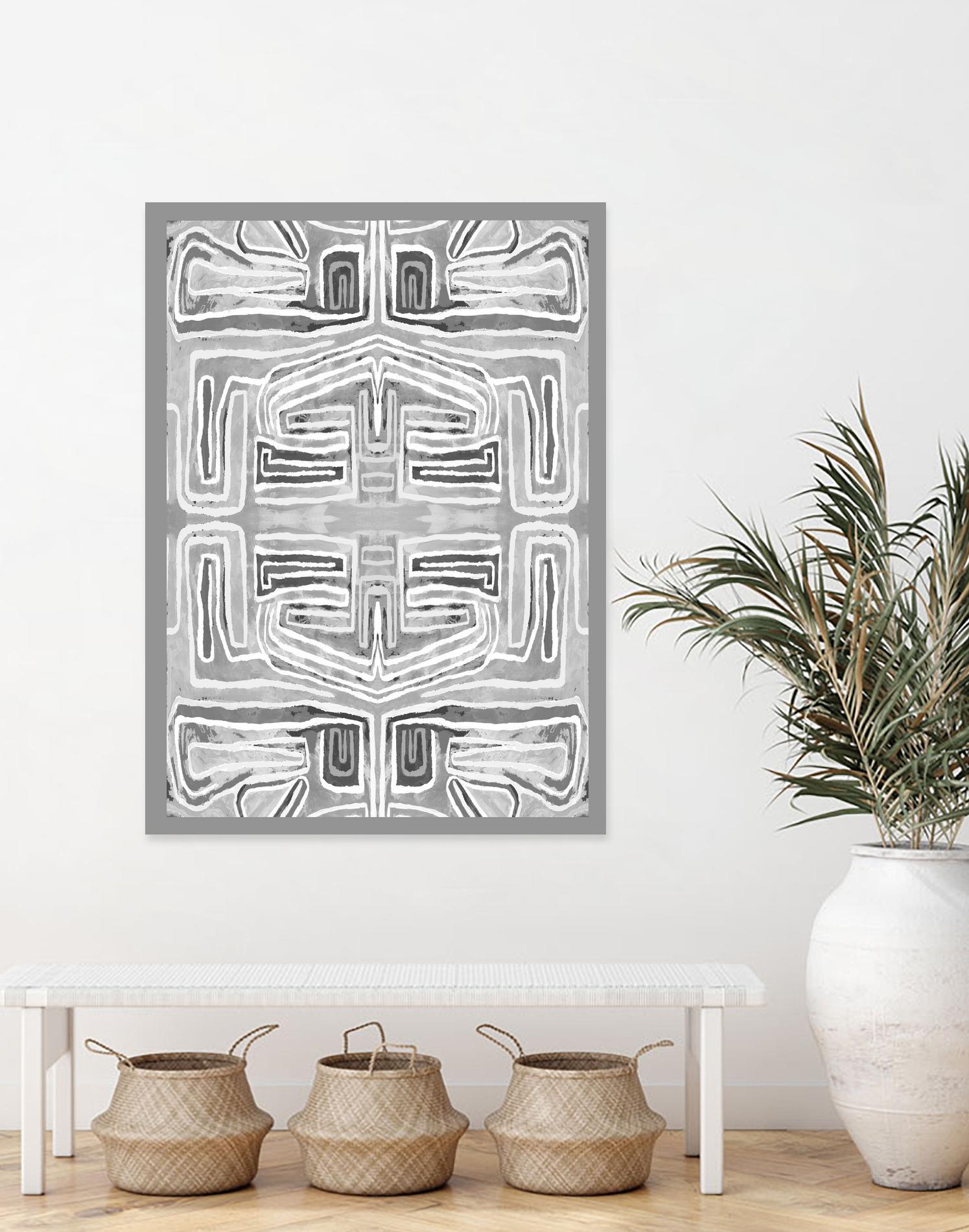 Dynasty-III by Lori Dubois on GIANT ART - white patterns gray border