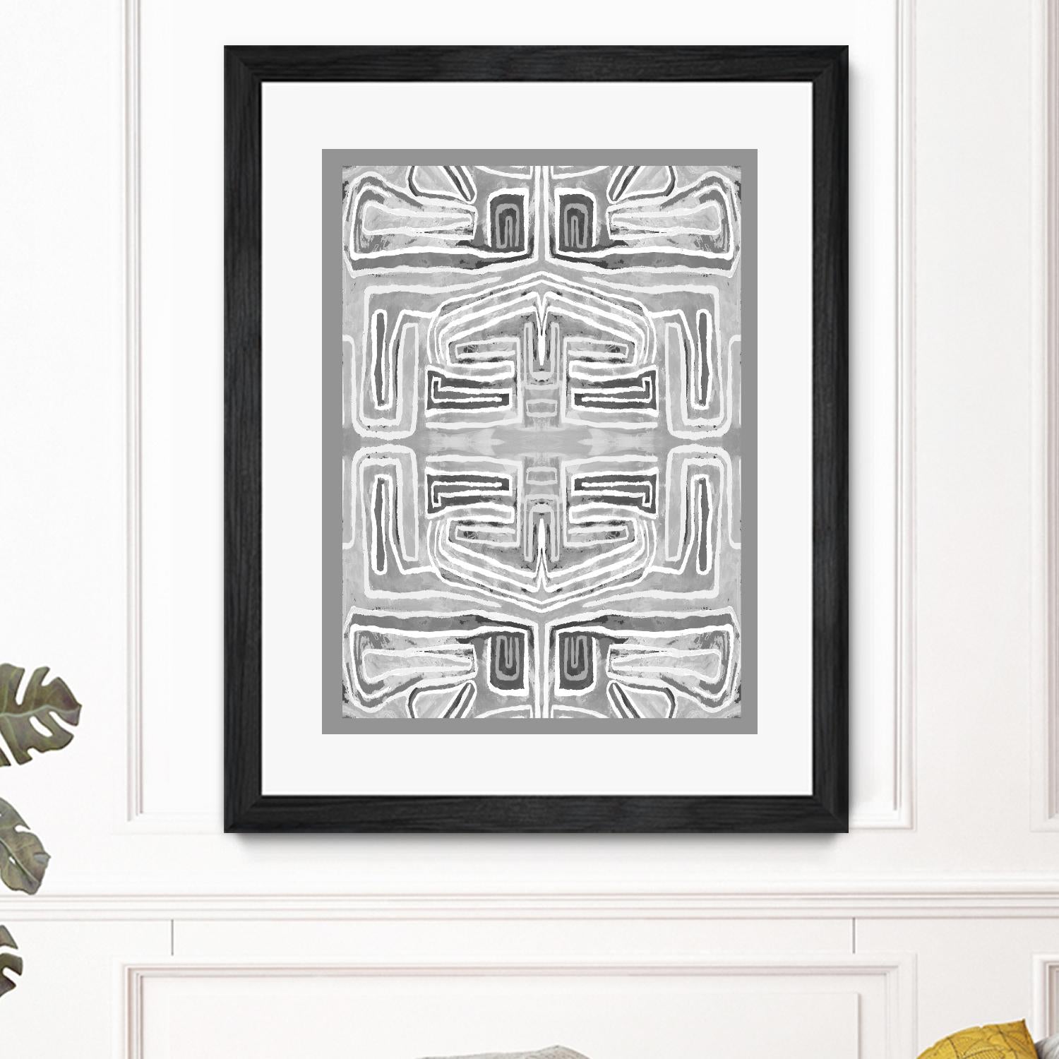 Dynasty-III by Lori Dubois on GIANT ART - white patterns gray border