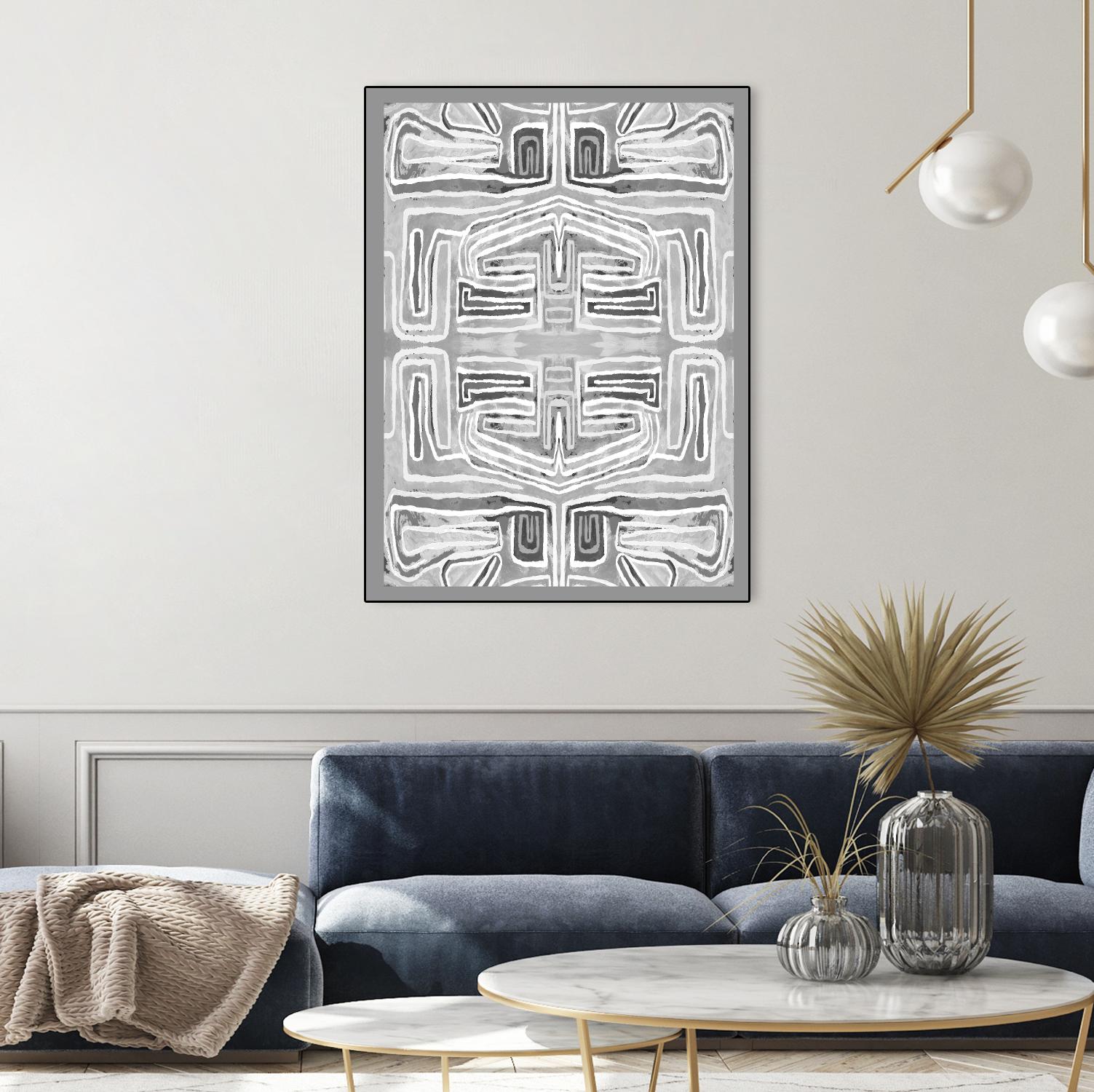 Dynasty-III by Lori Dubois on GIANT ART - white patterns gray border