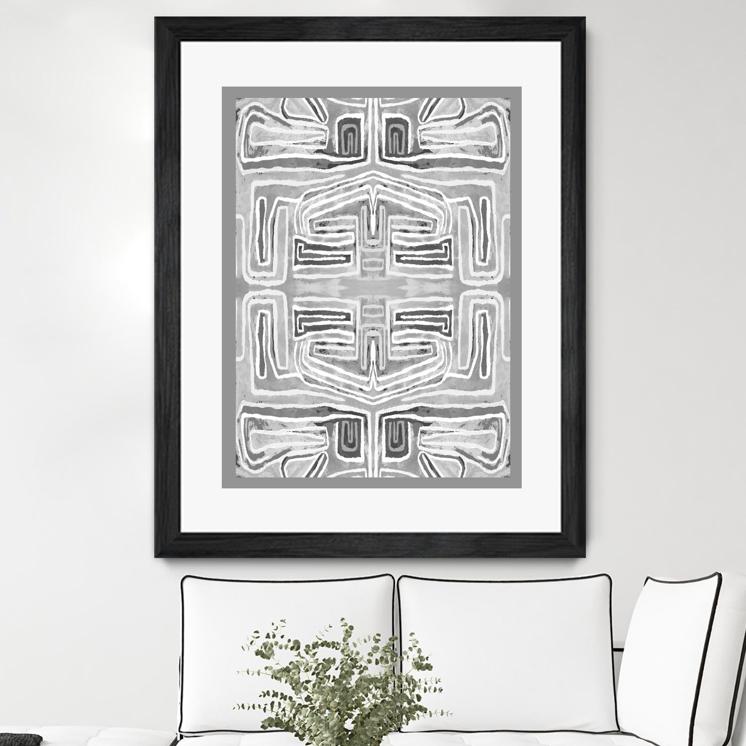 Dynasty-III by Lori Dubois on GIANT ART - white patterns gray border