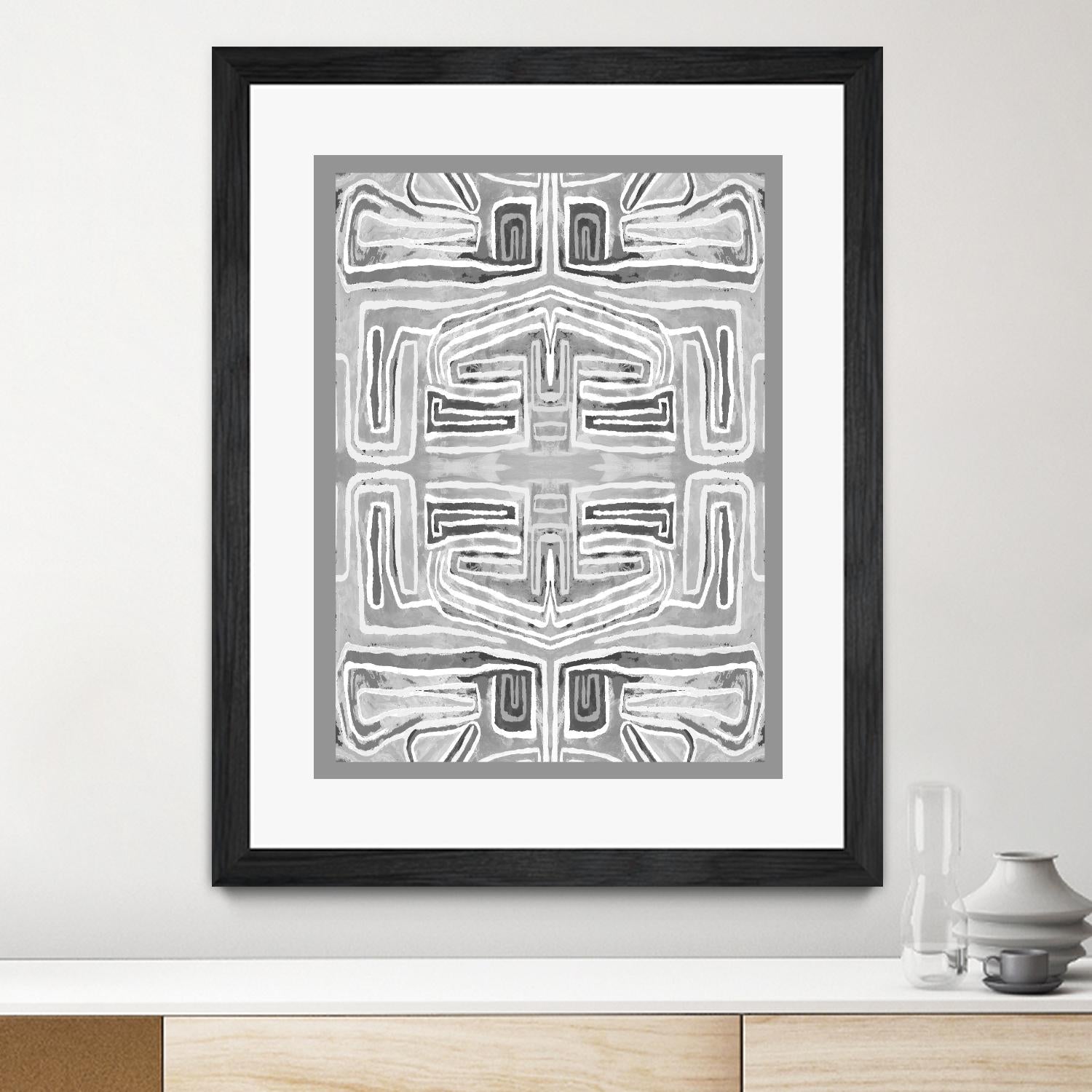 Dynasty-III by Lori Dubois on GIANT ART - white patterns gray border