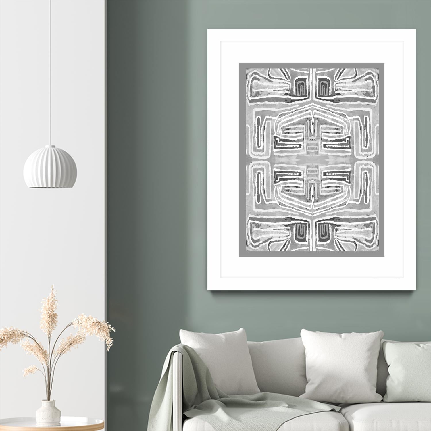 Dynasty-III by Lori Dubois on GIANT ART - white patterns gray border