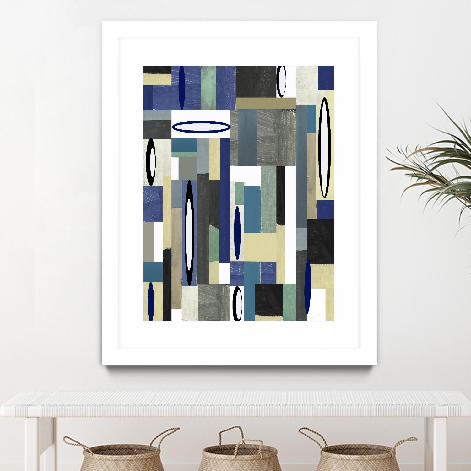 MercuryBlue-II by Lori Dubois on GIANT ART - beige linear artiste québécois