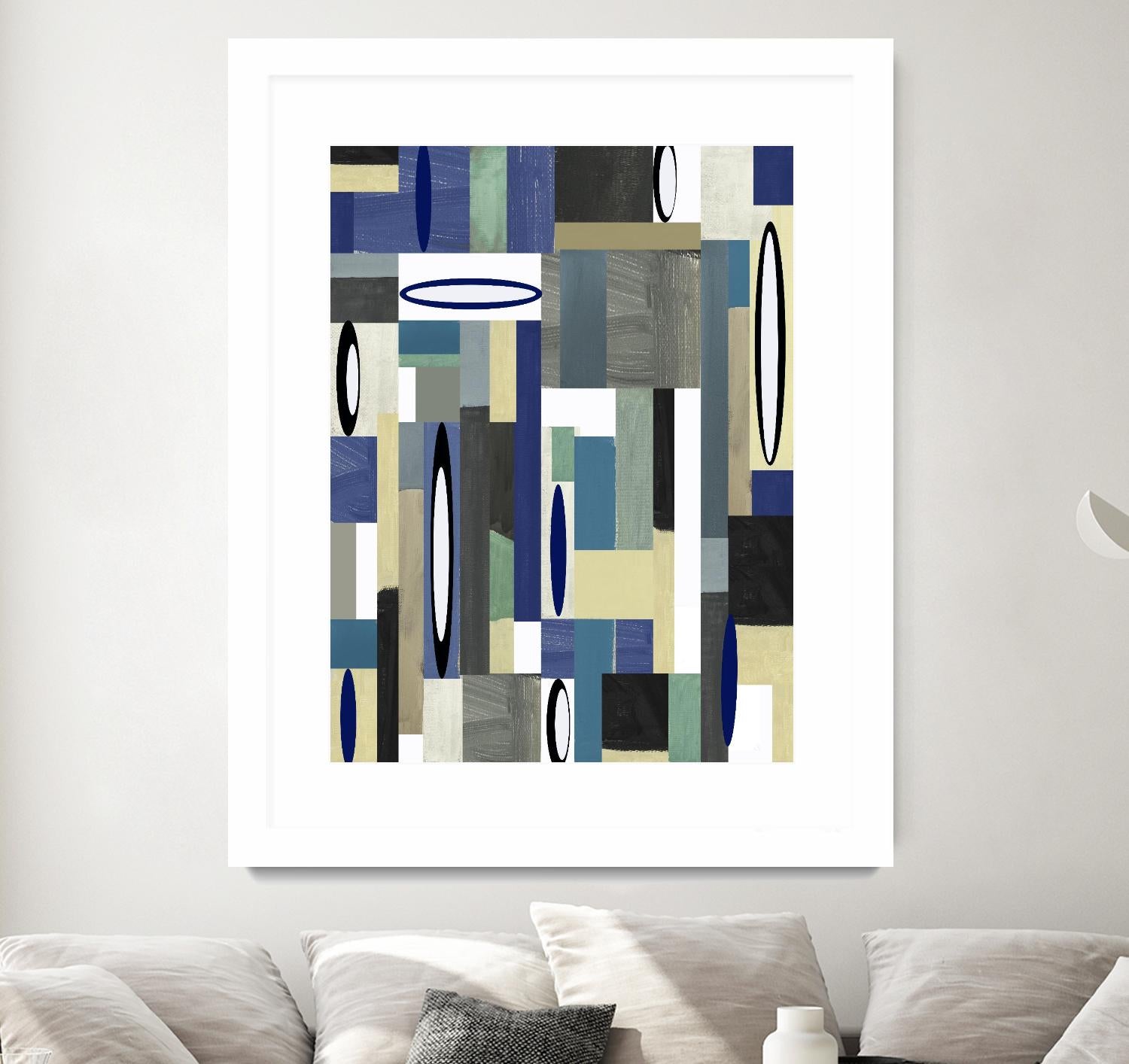 MercuryBlue-II by Lori Dubois on GIANT ART - beige linear artiste québécois