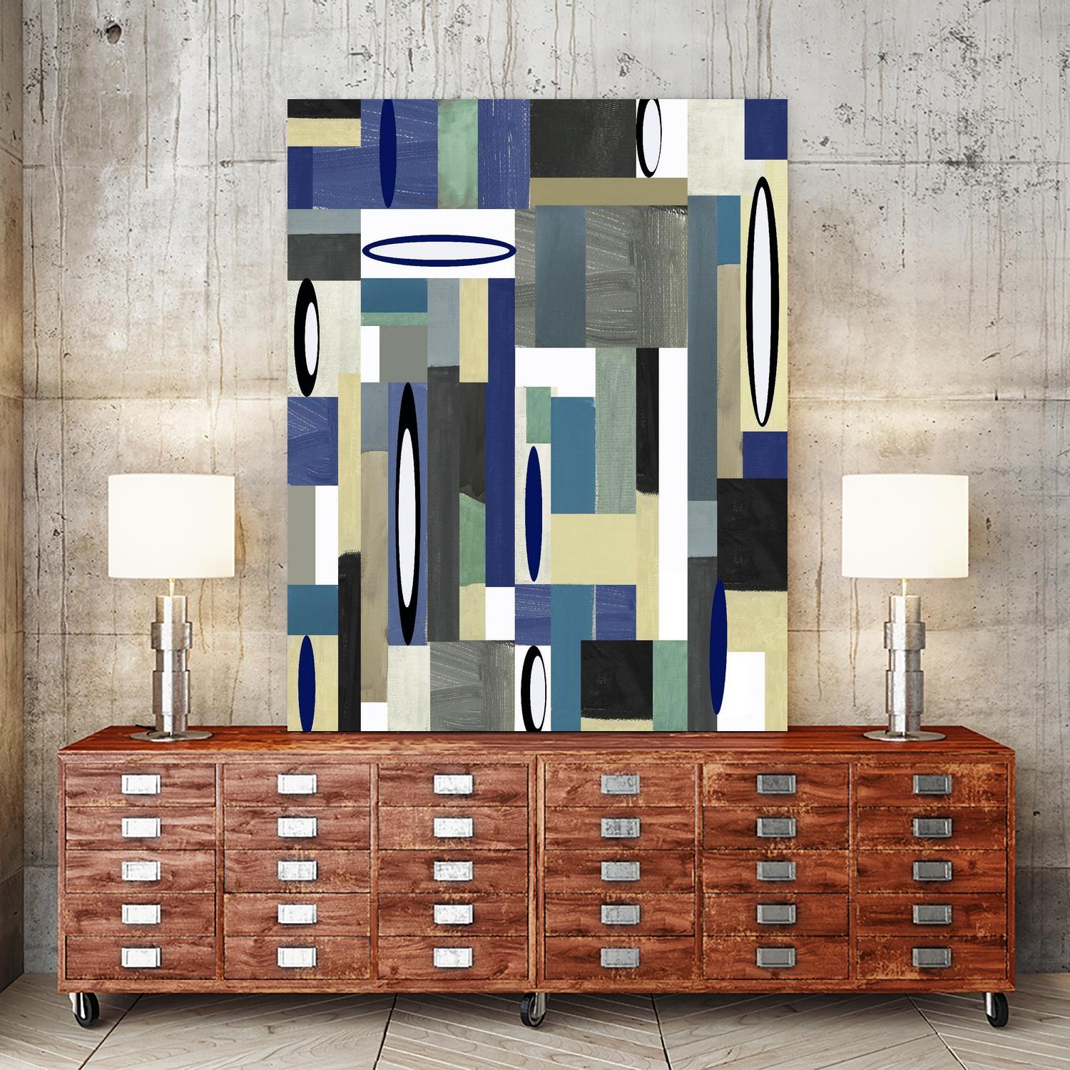 MercuryBlue-II by Lori Dubois on GIANT ART - beige linear artiste québécois