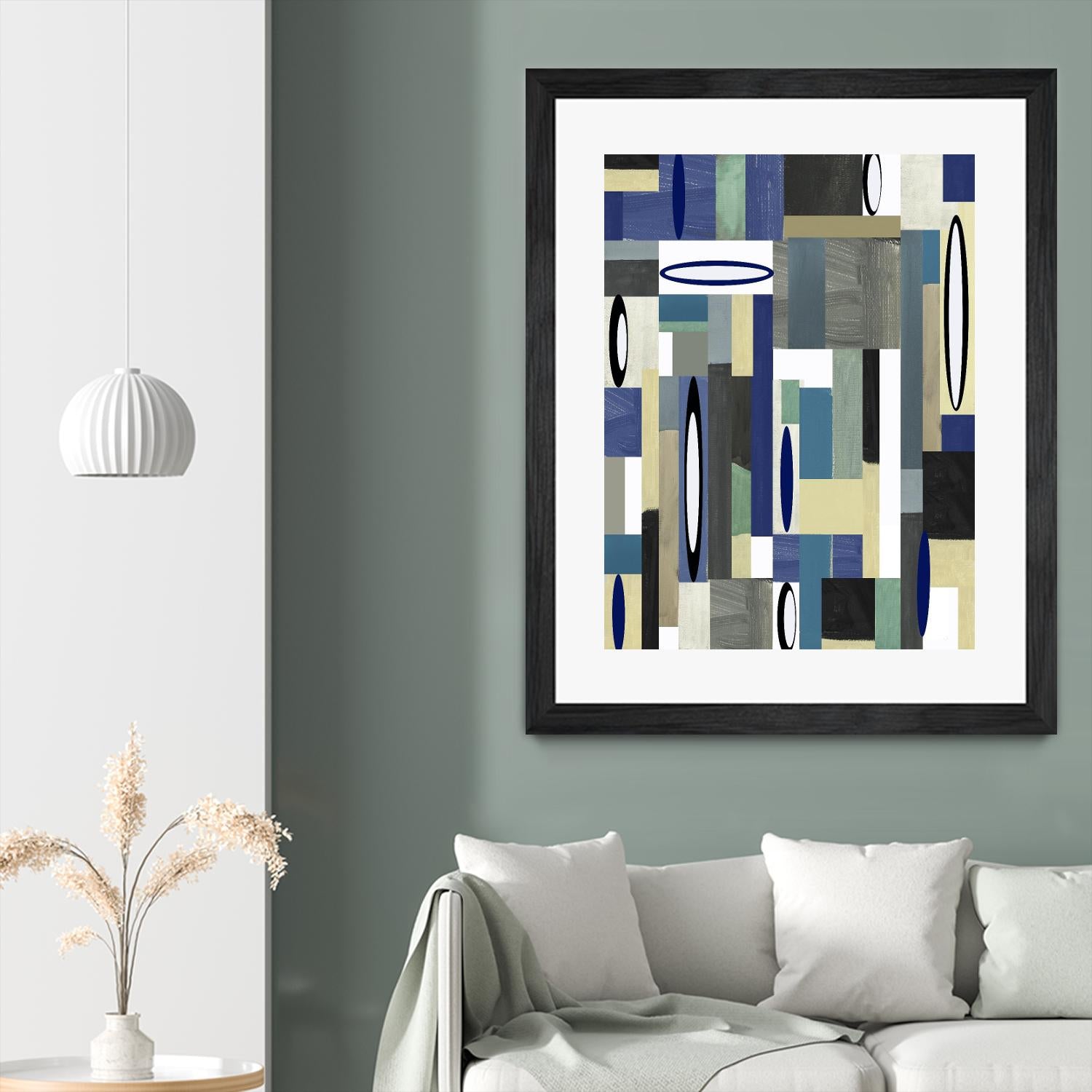 MercuryBlue-II by Lori Dubois on GIANT ART - beige linear artiste québécois