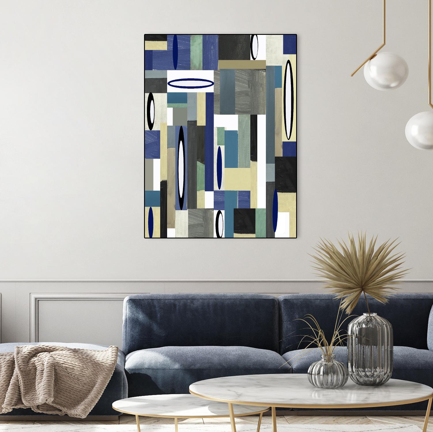 MercuryBlue-II by Lori Dubois on GIANT ART - blue linear black & white