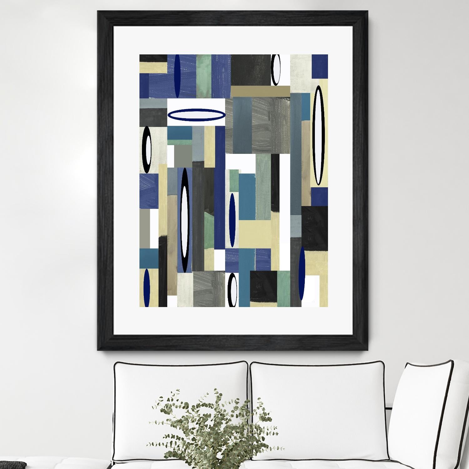 MercuryBlue-II by Lori Dubois on GIANT ART - beige linear artiste québécois