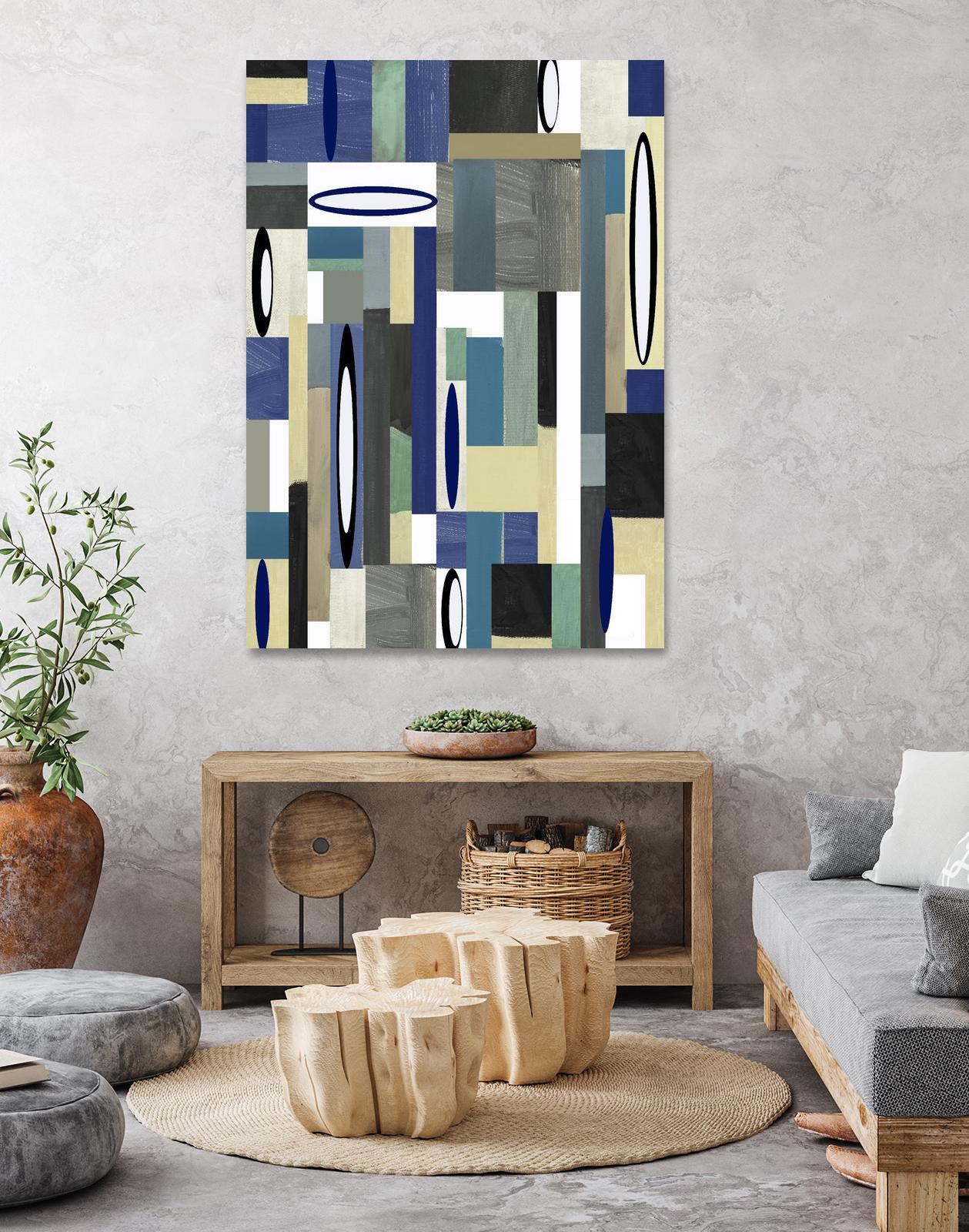 MercuryBlue-II by Lori Dubois on GIANT ART - beige linear artiste québécois