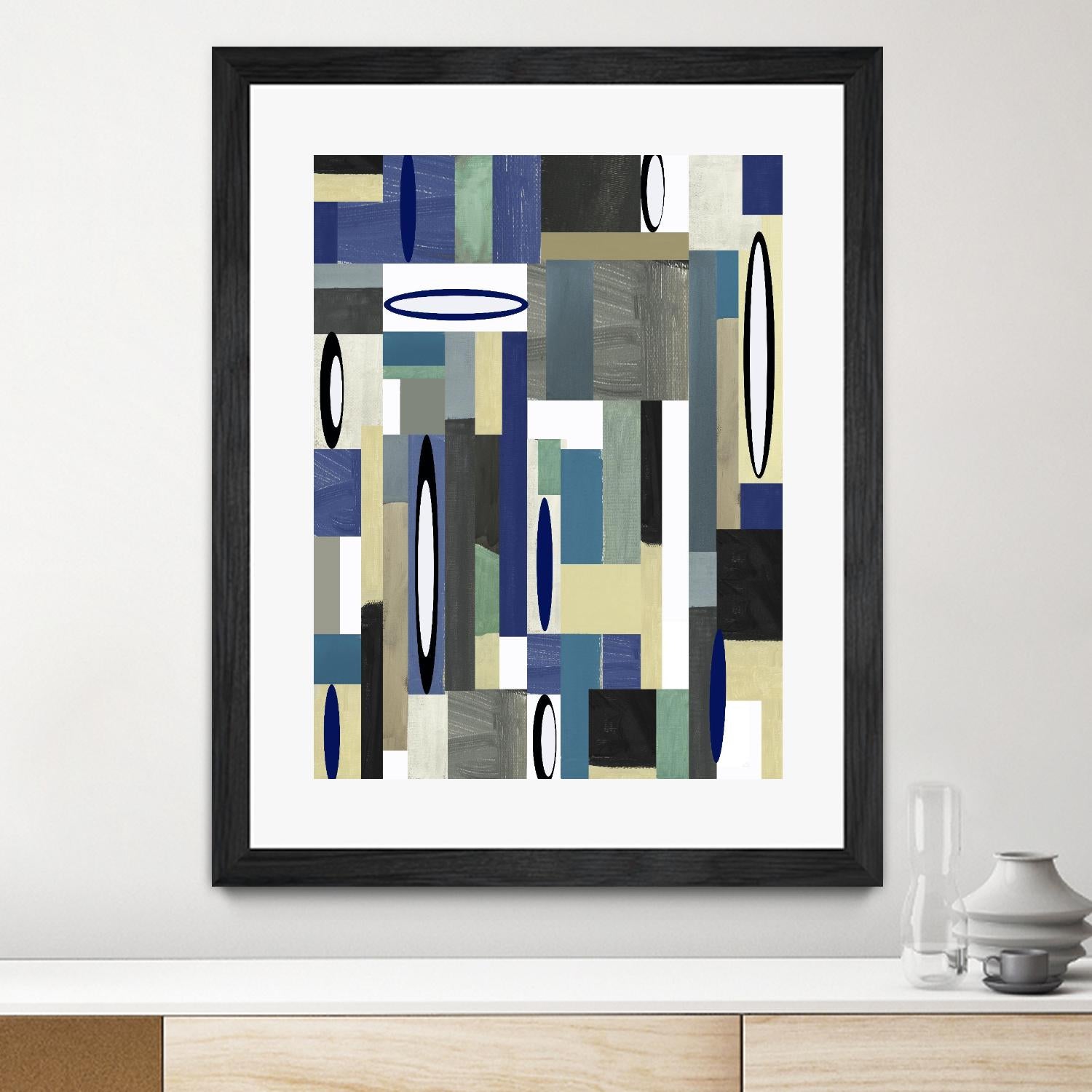 MercuryBlue-II by Lori Dubois on GIANT ART - beige linear artiste québécois