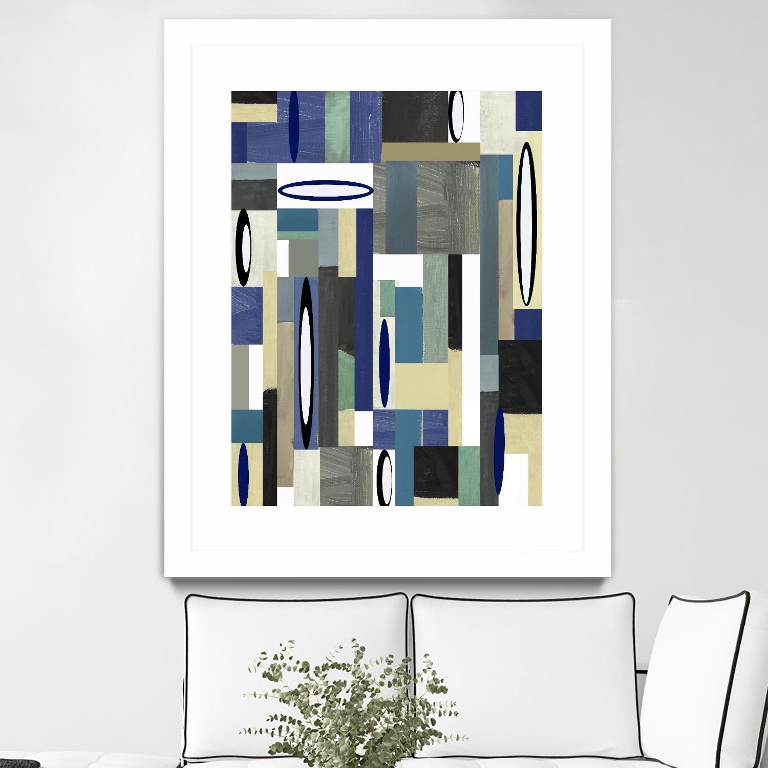 MercuryBlue-II by Lori Dubois on GIANT ART - beige linear artiste québécois