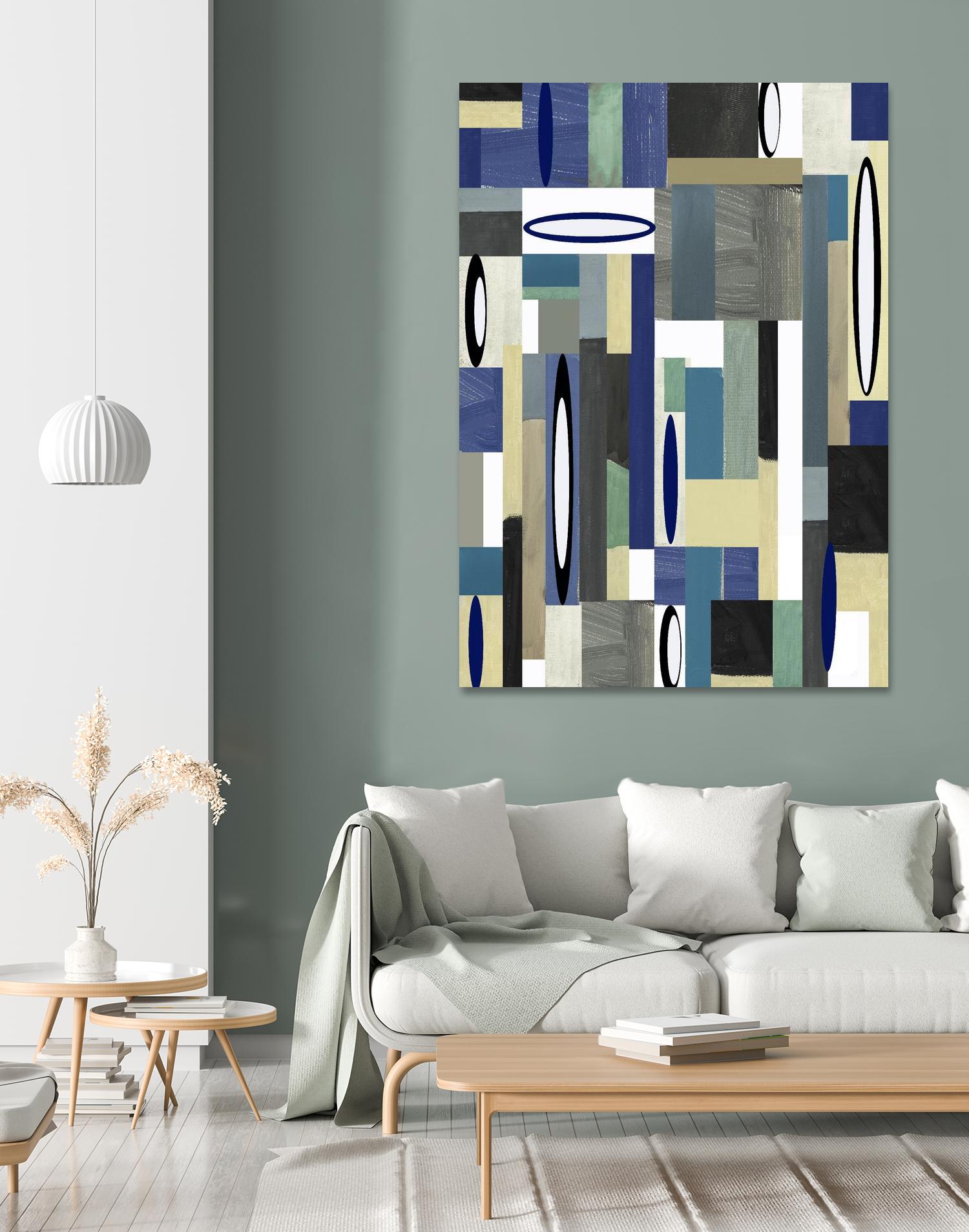 MercuryBlue-II by Lori Dubois on GIANT ART - beige linear artiste québécois