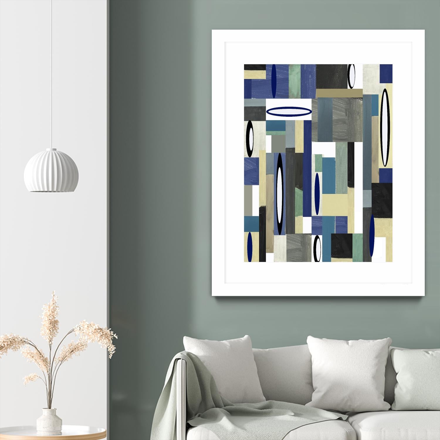 MercuryBlue-II by Lori Dubois on GIANT ART - beige linear artiste québécois