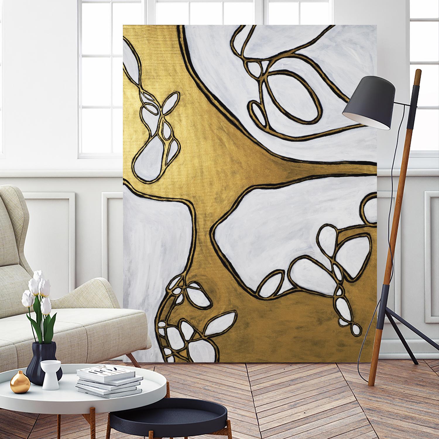 Mocha Latte -Gold - 1 by Lori Dubois on GIANT ART - gold linear
