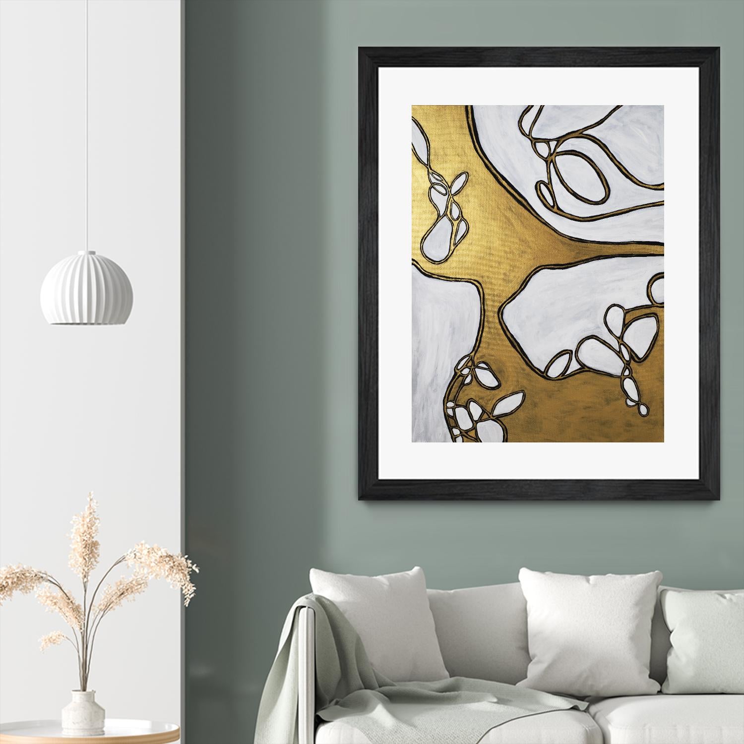 Mocha Latte -Gold - 1 by Lori Dubois on GIANT ART - gold linear artistes du québec