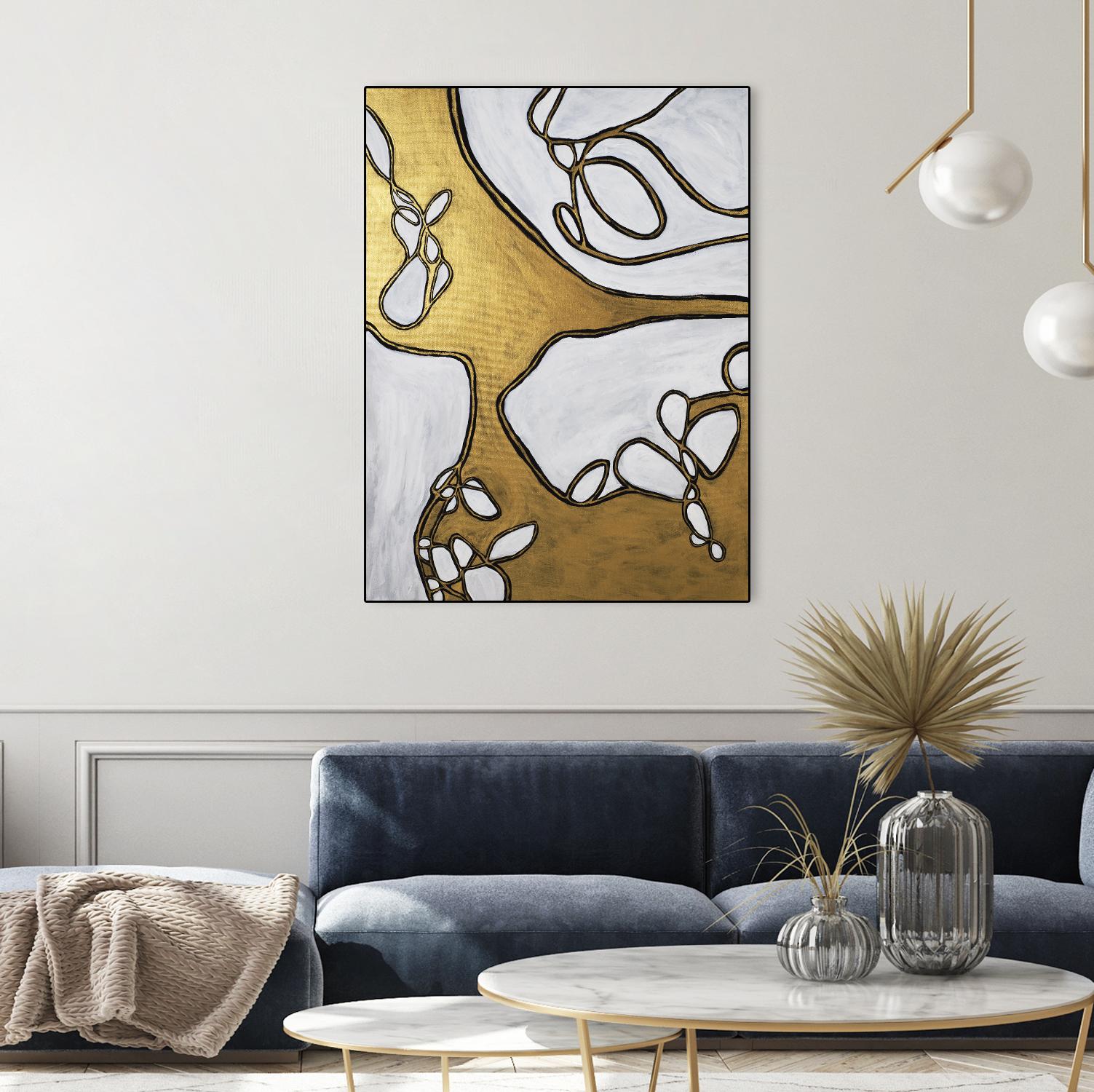 Mocha Latte -Gold - 1 by Lori Dubois on GIANT ART - gold linear