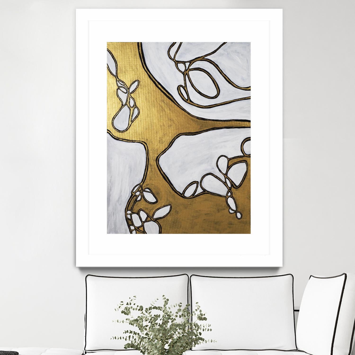 Mocha Latte -Gold - 1 by Lori Dubois on GIANT ART - gold linear artistes du québec