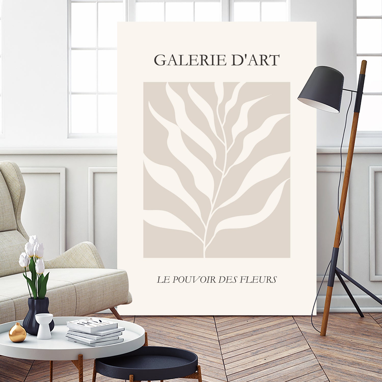 Le pouvoir des fleurs III by M Studio on GIANT ART - beige