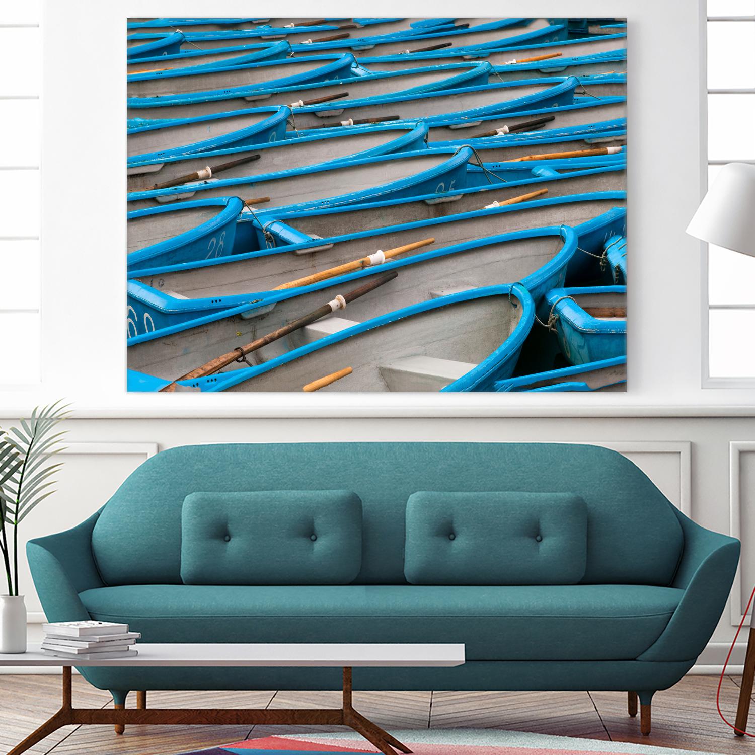 Cerulean Docks I by Daleno Art on GIANT ART - bleu shapes chaloup