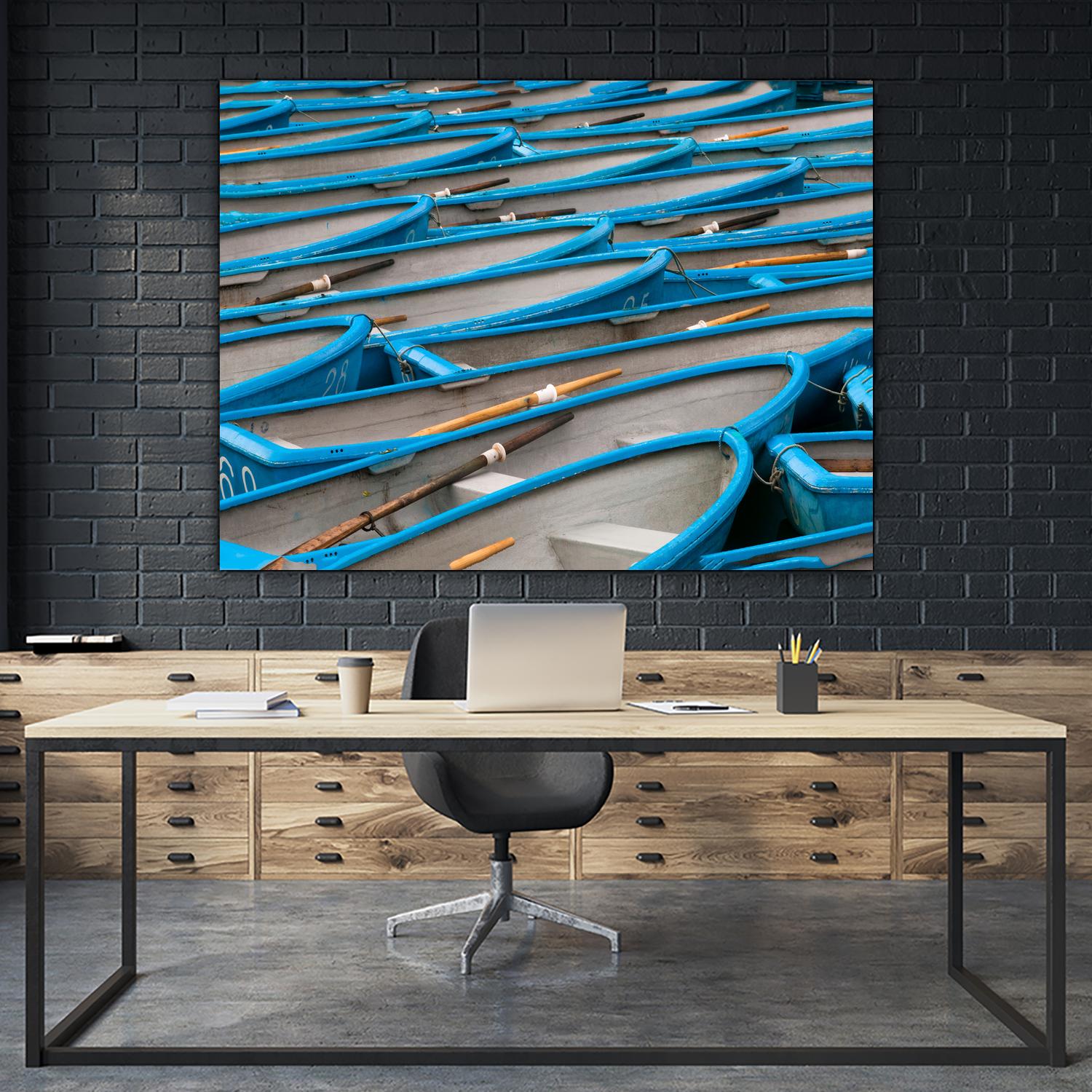 Cerulean Docks I by Daleno Art on GIANT ART - bleu shapes chaloup