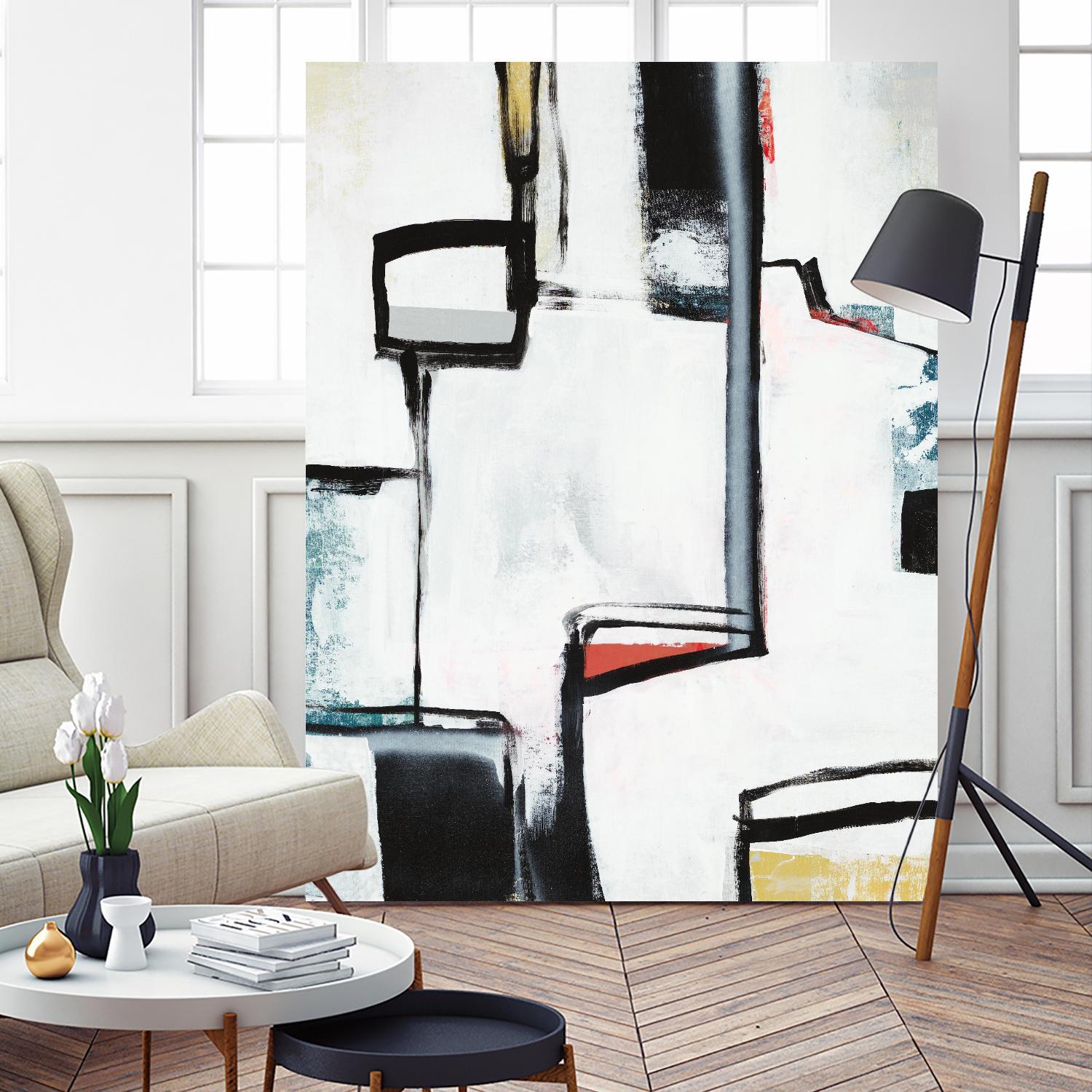 The A Line I by Daleno Art on GIANT ART - red abstract abstrait