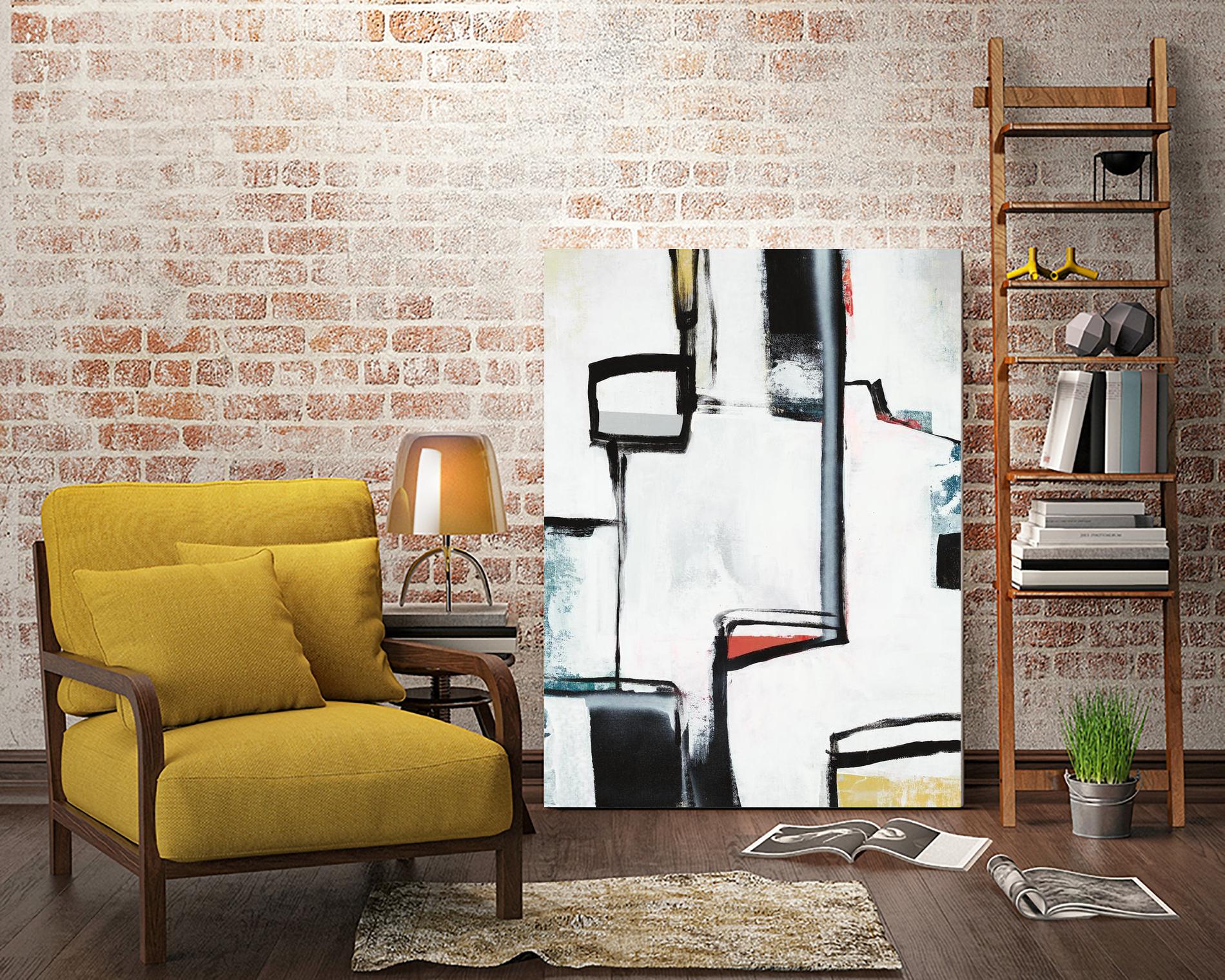 The A Line I by Daleno Art on GIANT ART - red abstract abstrait