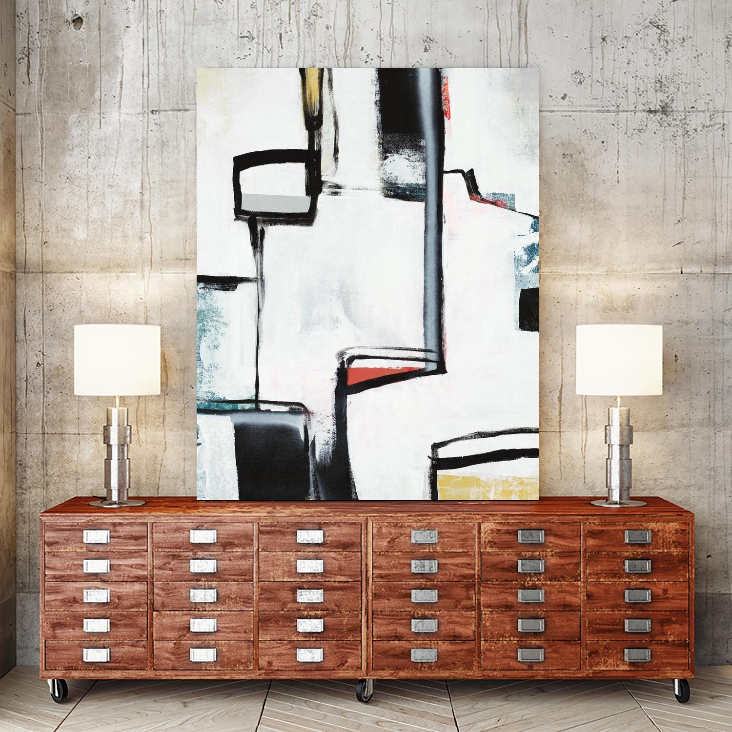 The A Line I by Daleno Art on GIANT ART - red abstract abstrait