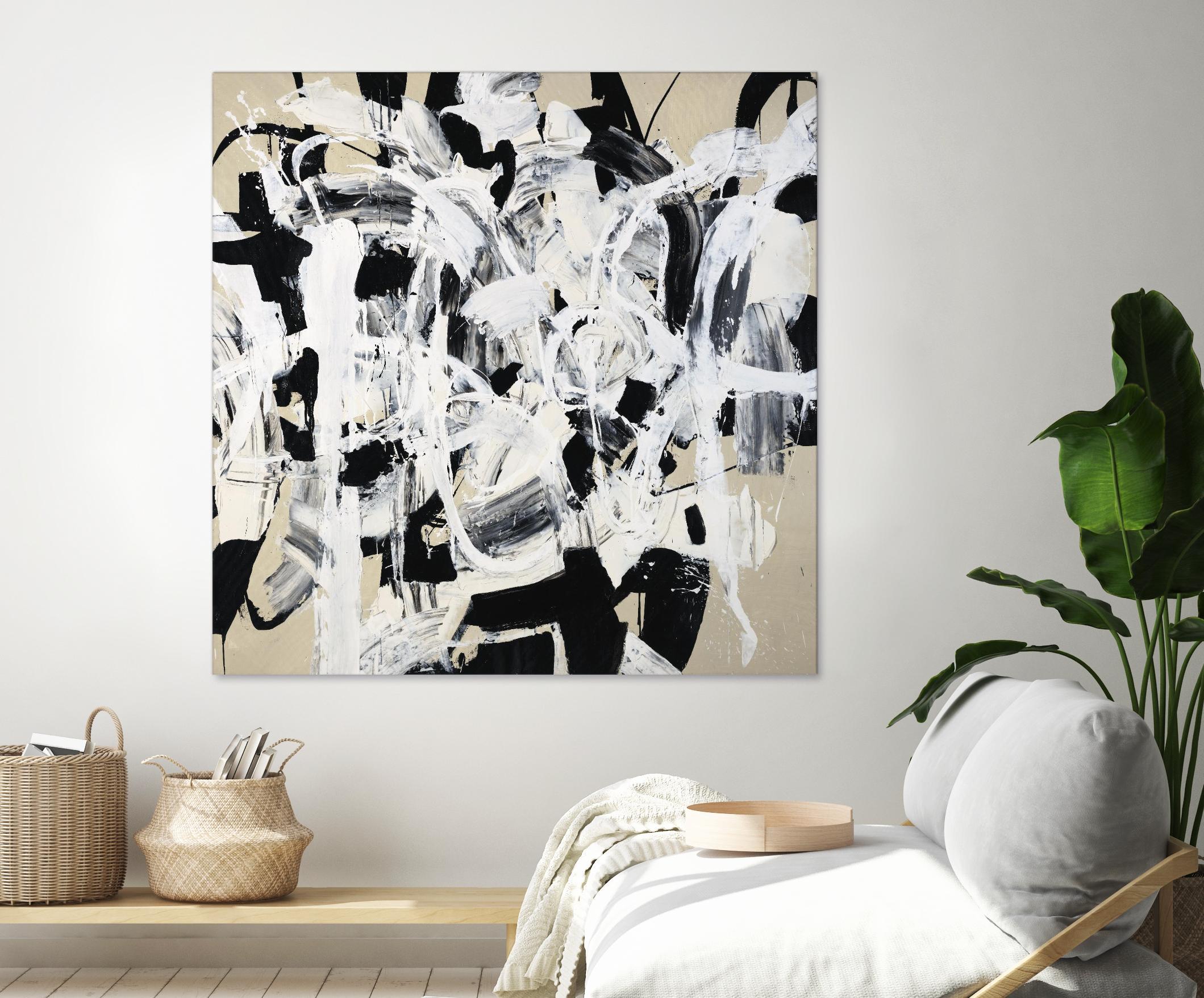 Talking out of Both Sides by Daleno Art on GIANT ART - beige abstract abstrait