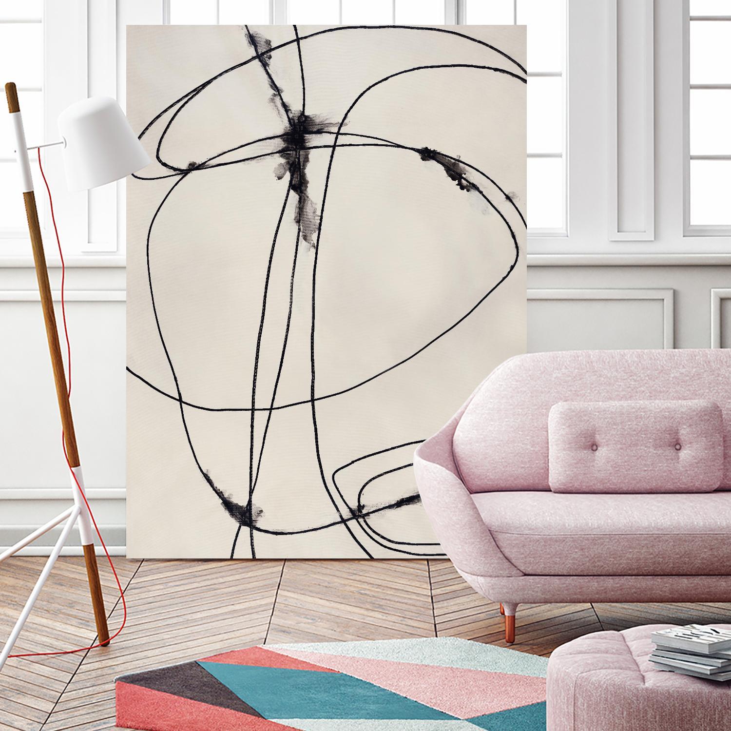 Tangled Ties by Daleno Art on GIANT ART - beige black & white abstrait