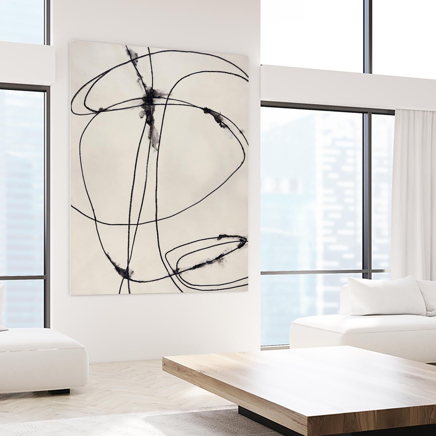 Tangled Ties by Daleno Art on GIANT ART - beige black & white abstrait