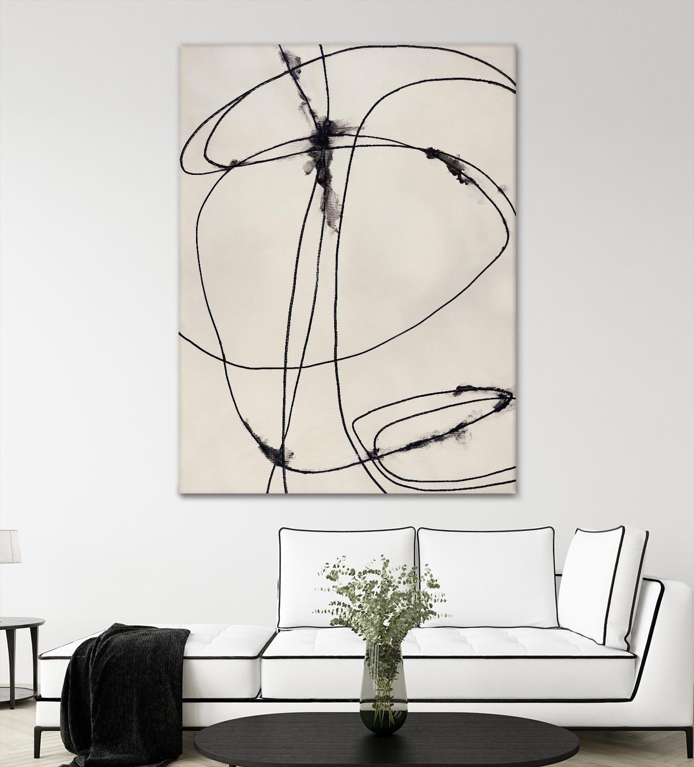 Tangled Ties by Daleno Art on GIANT ART - beige black & white abstrait