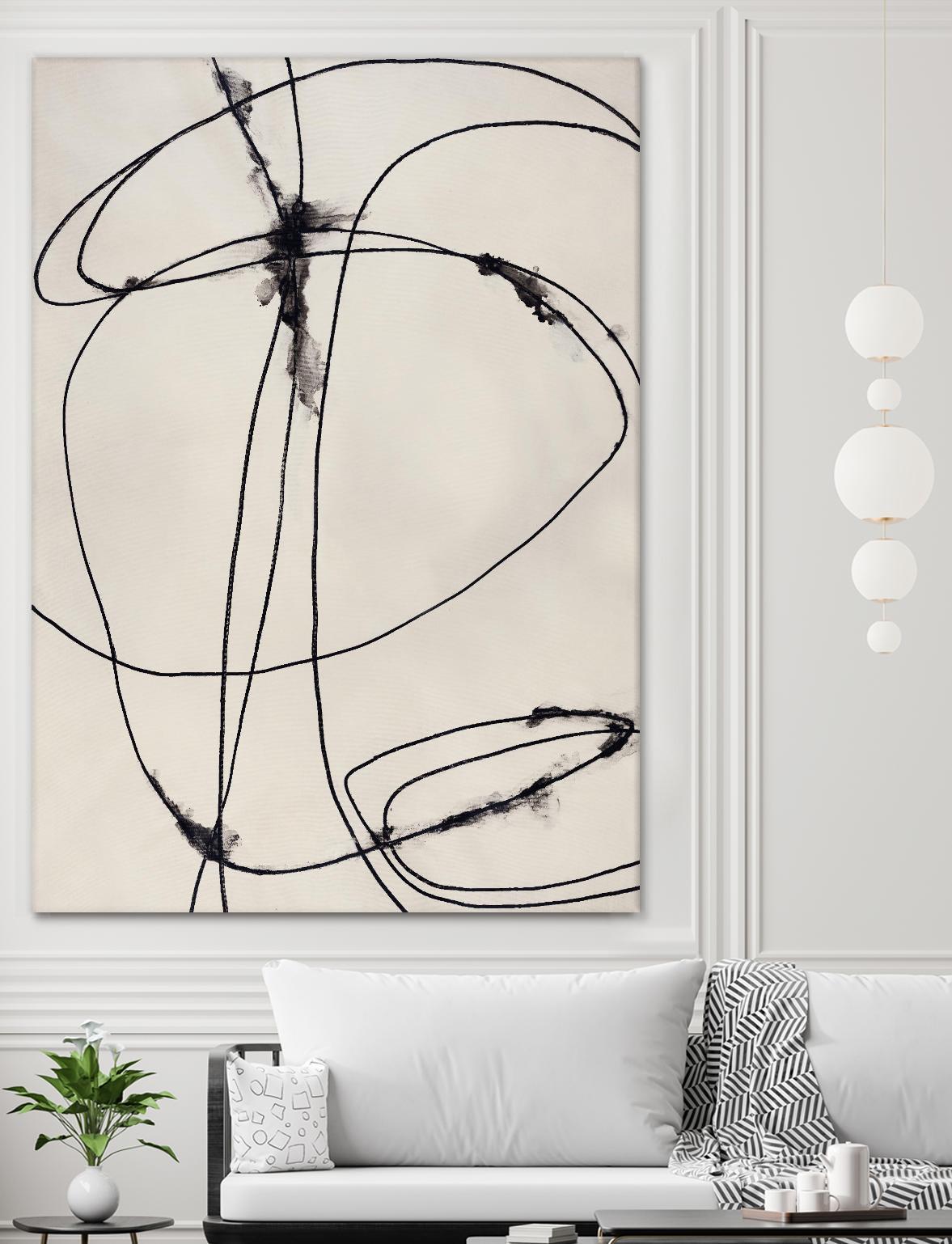 Tangled Ties by Daleno Art on GIANT ART - beige black & white abstrait