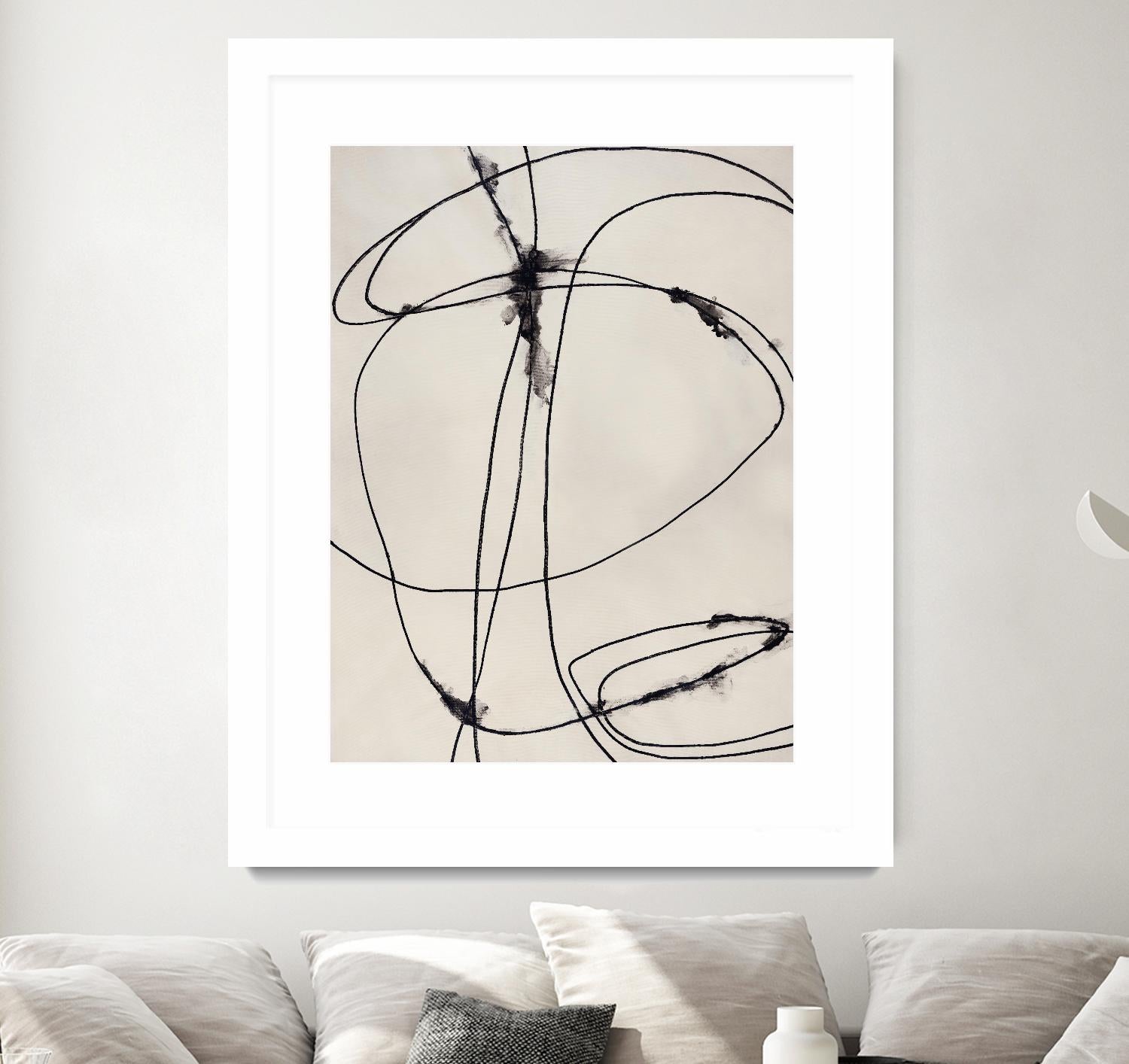 Tangled Ties by Daleno Art on GIANT ART - beige black & white abstrait